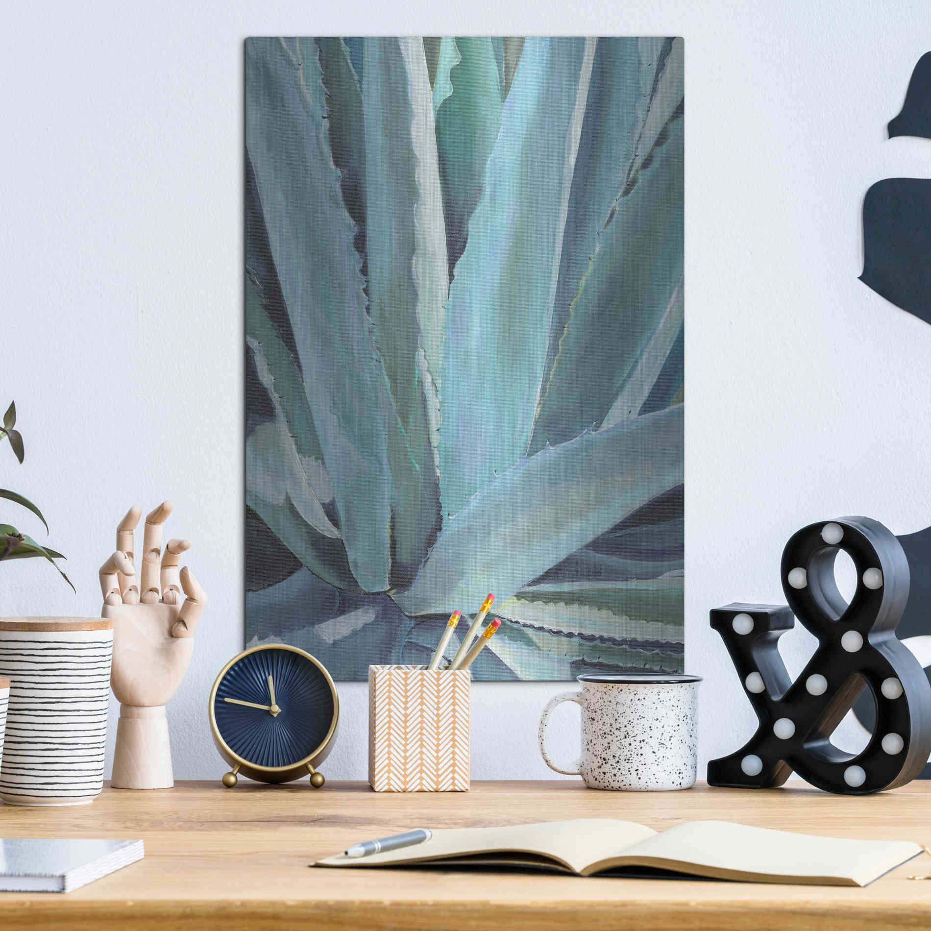 Luxe Metal Art 'Blue Agave by Alana Clumeck Metal Wall Art,12x16