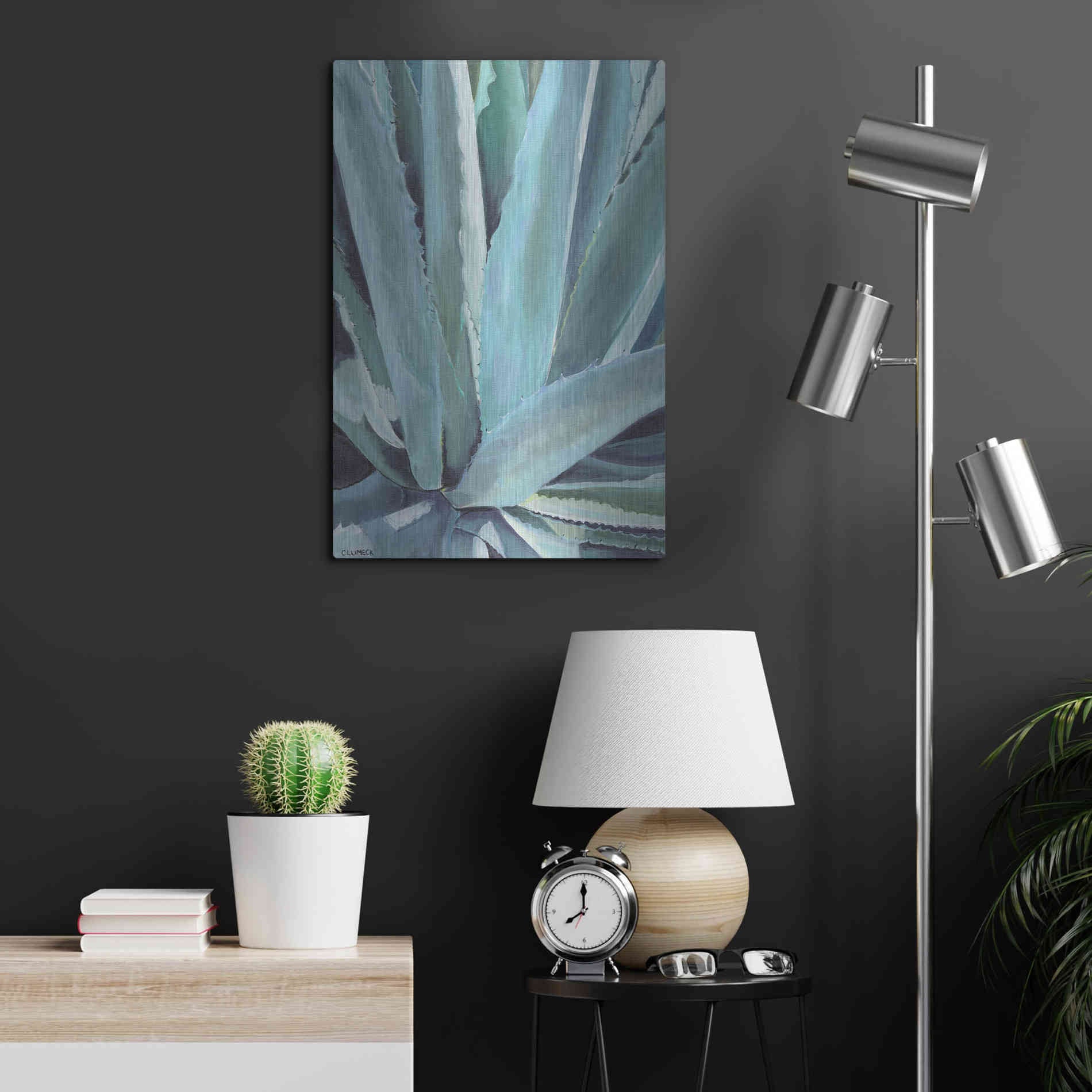 Luxe Metal Art 'Blue Agave by Alana Clumeck Metal Wall Art,16x24