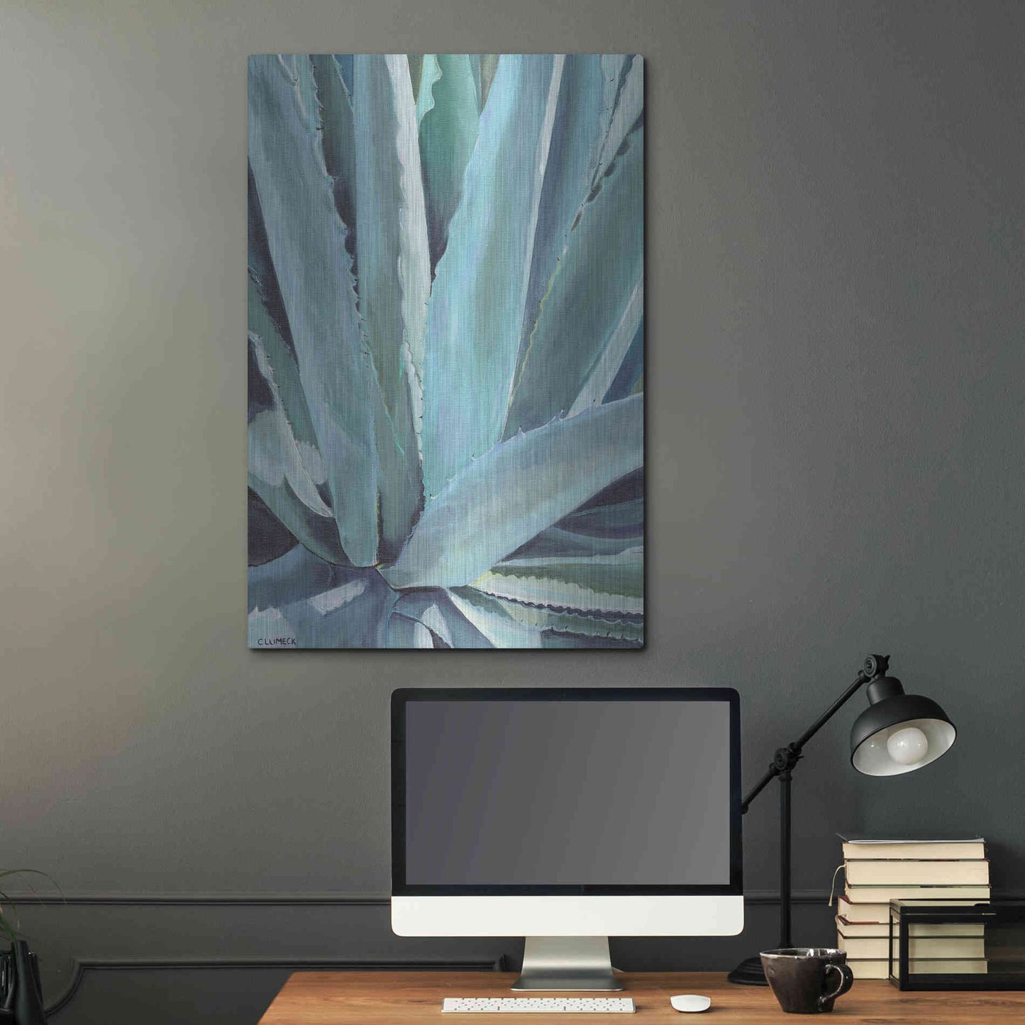 Luxe Metal Art 'Blue Agave by Alana Clumeck Metal Wall Art,24x36