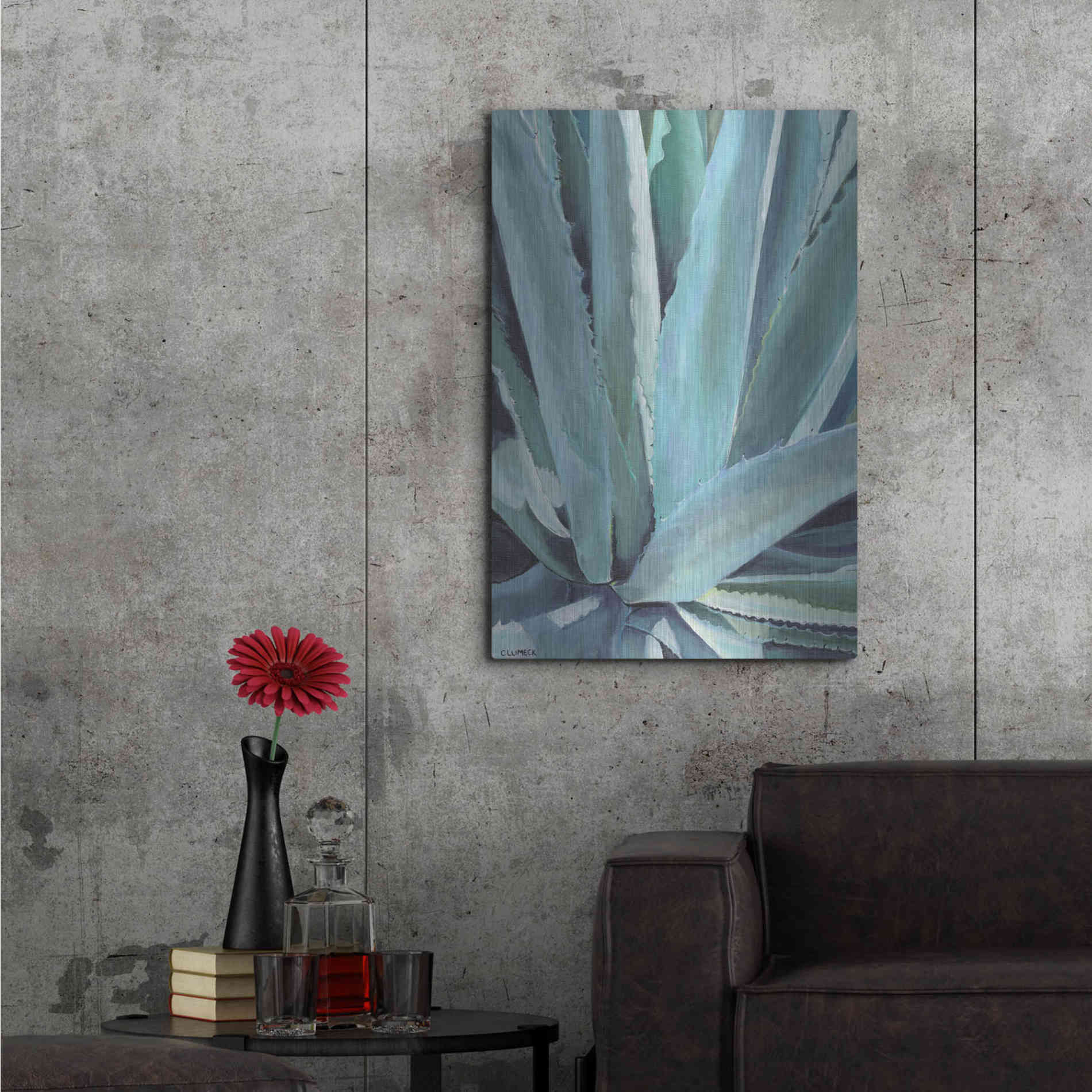 Luxe Metal Art 'Blue Agave by Alana Clumeck Metal Wall Art,24x36