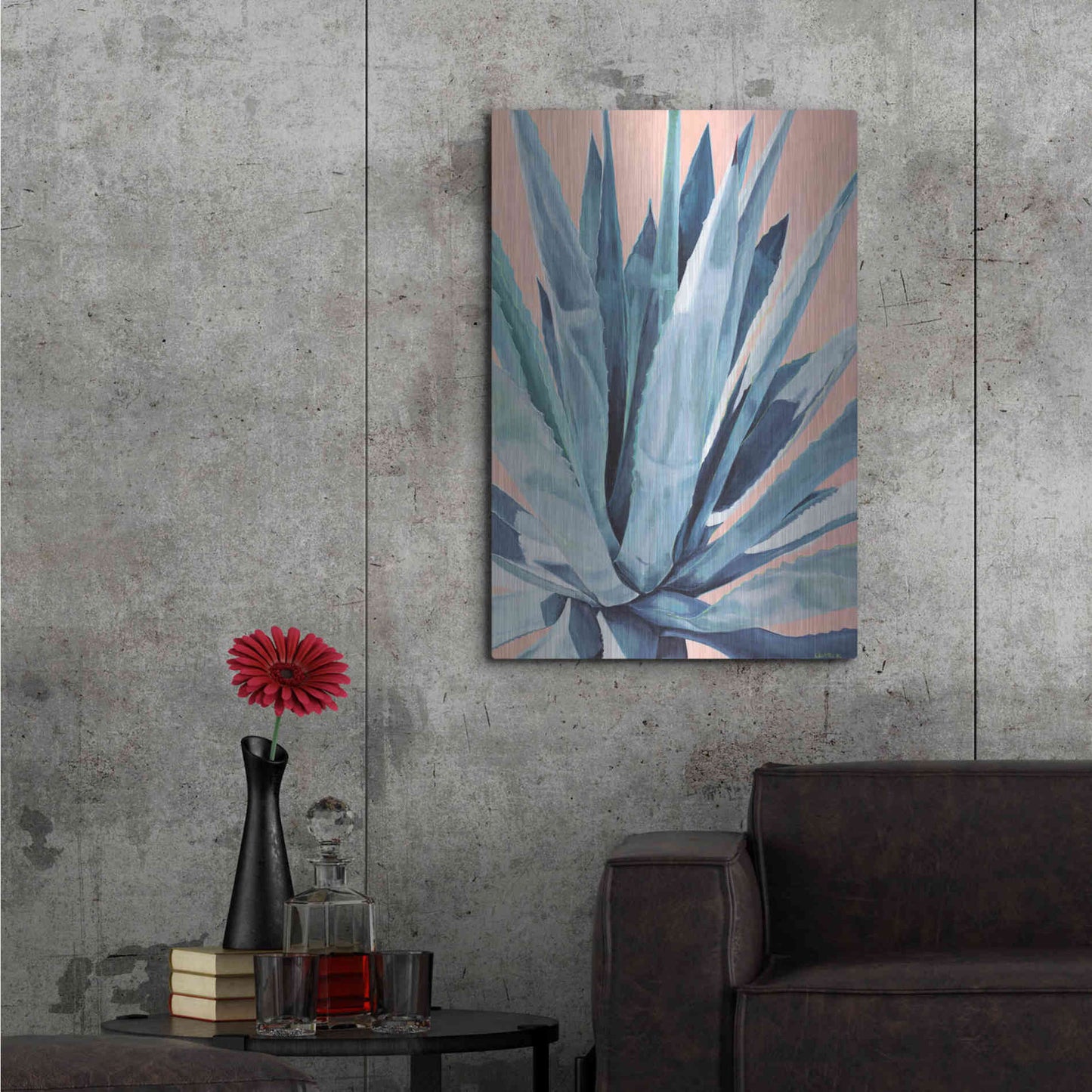 Luxe Metal Art 'Agave With Coral by Alana Clumeck Metal Wall Art,24x36