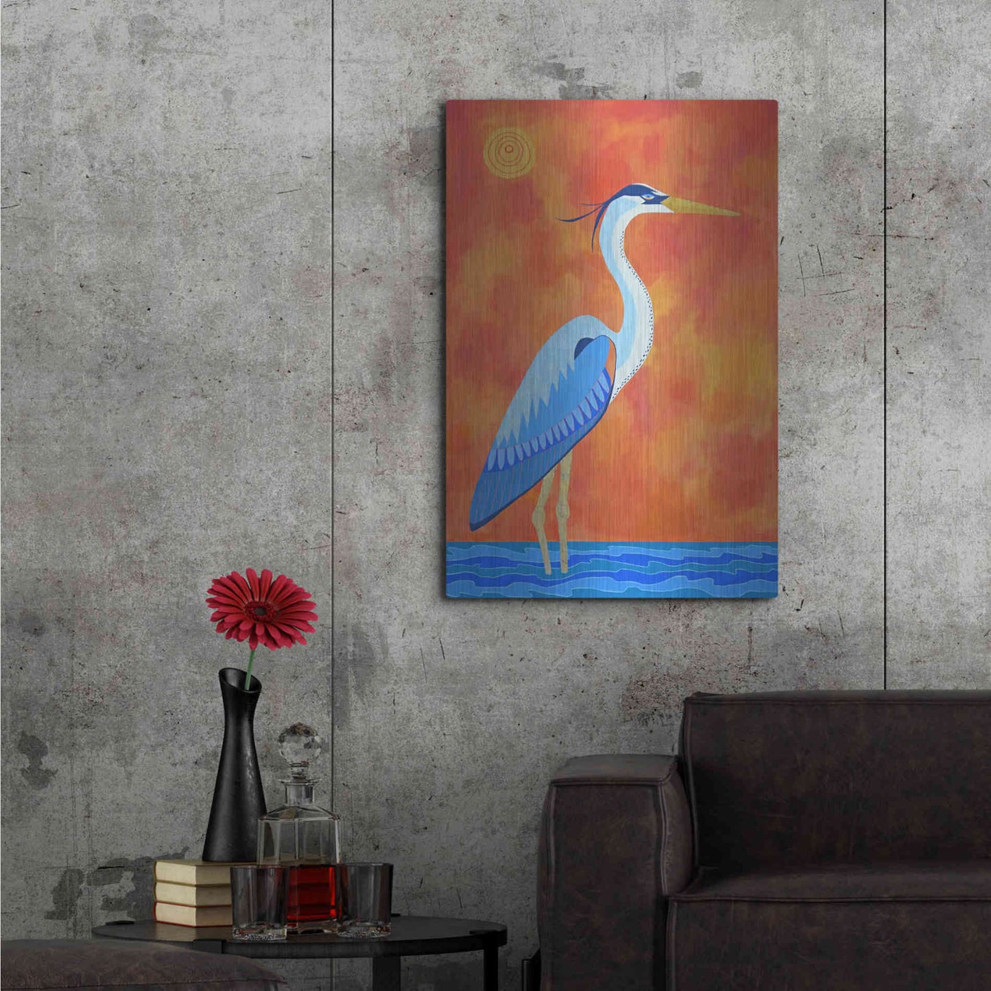 Luxe Metal Art 'Blue Heron by Casey Craig Metal Wall Art,24x36