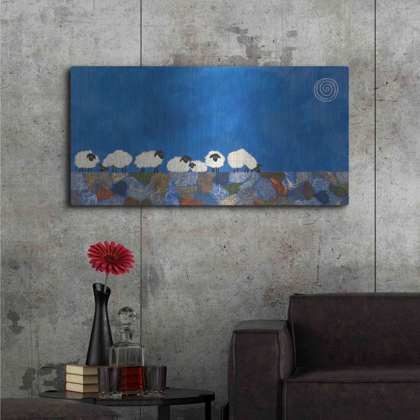 Luxe Metal Art 'Feeling Sheepish by Casey Craig Metal Wall Art,48x24
