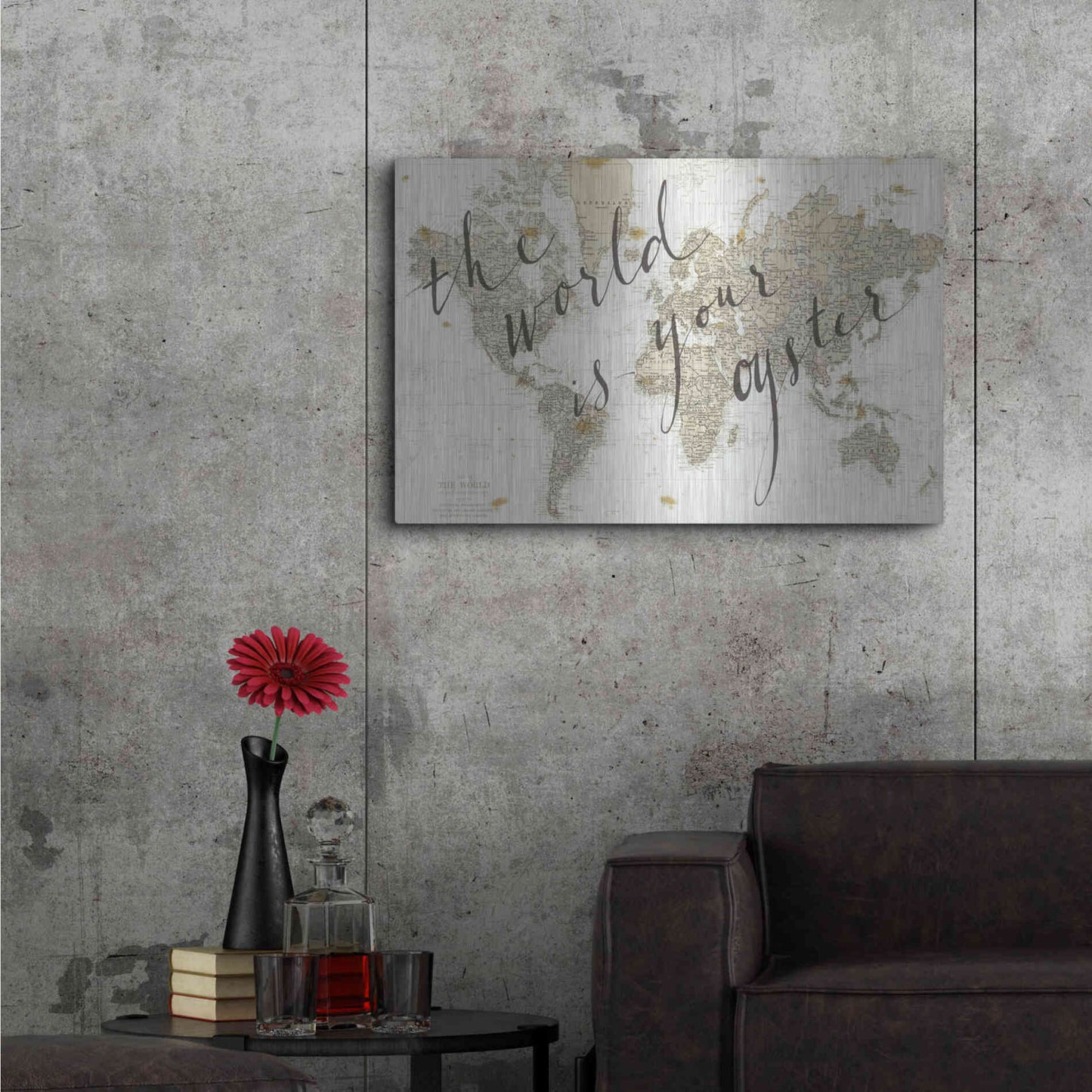Luxe Metal Art 'The World is Your Oyster' by Sara Zieve Miller, Metal Wall Art,36x24