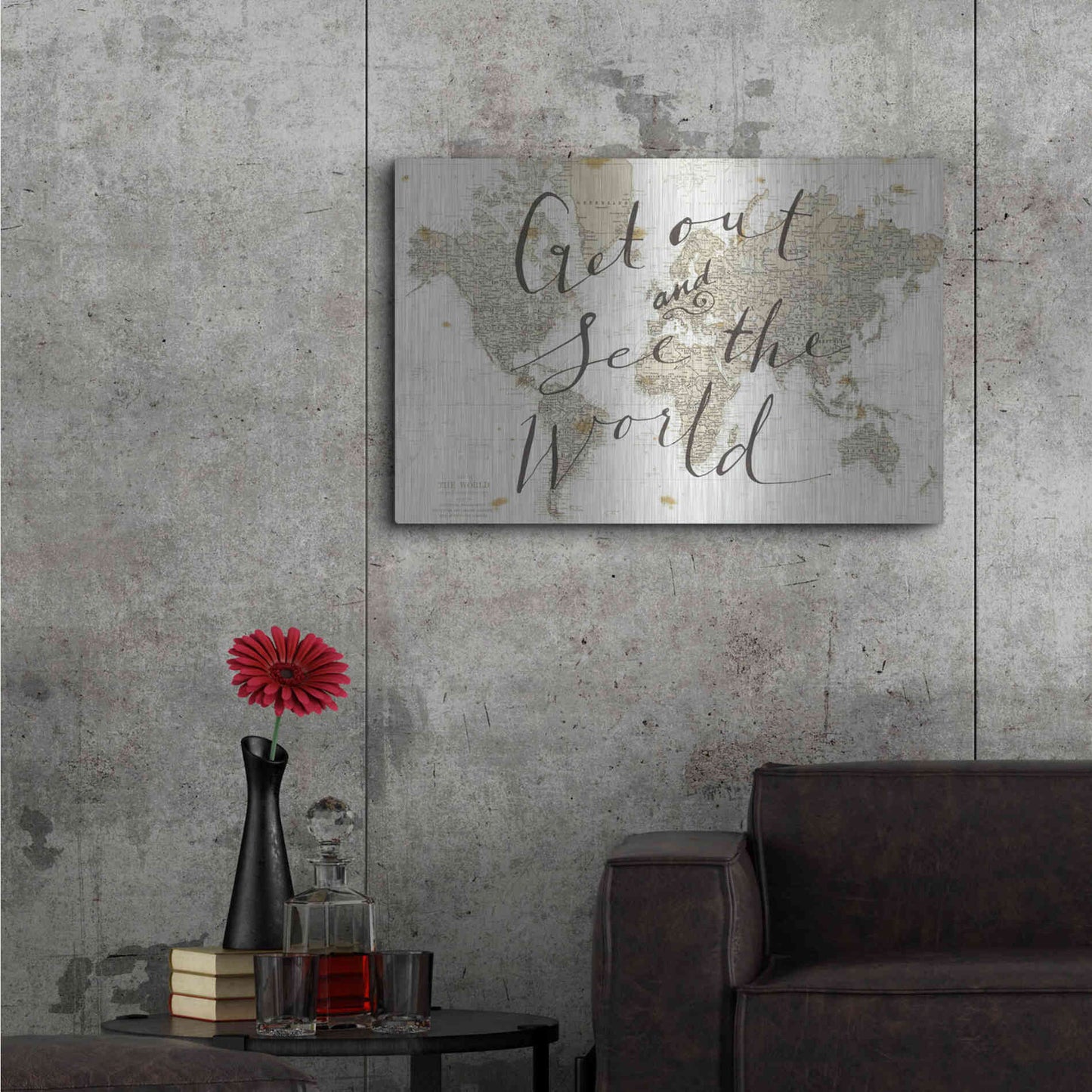 Luxe Metal Art 'Get Out and See the World' by Sara Zieve Miller, Metal Wall Art,36x24