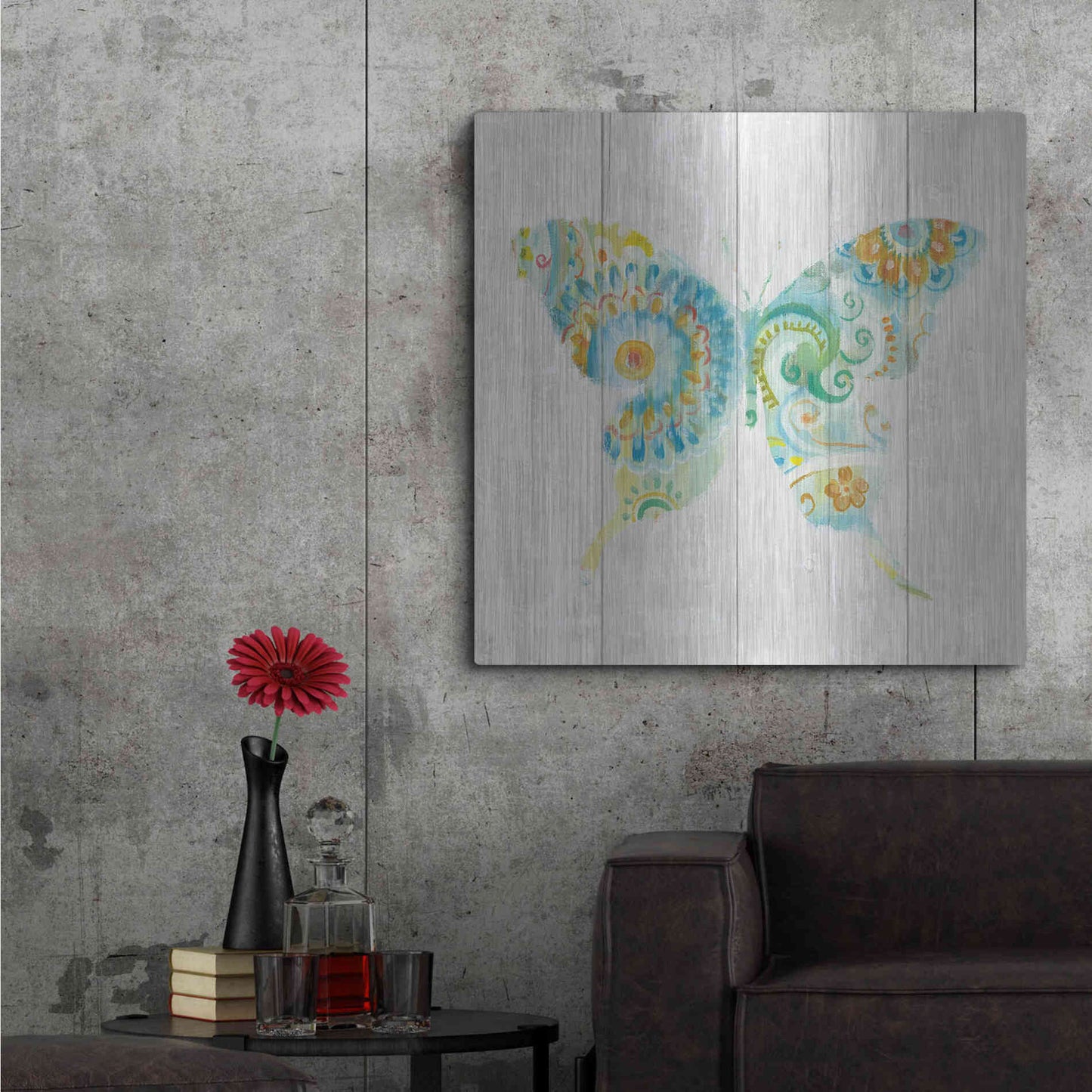 Luxe Metal Art 'Spring Dream Paisley IX' by Danhui Nai, Metal Wall Art,36x36