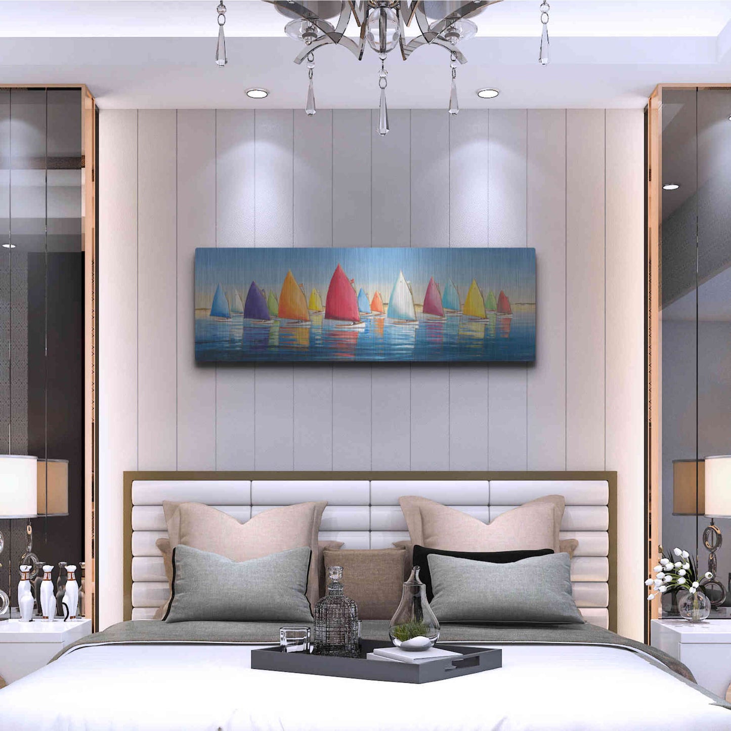 Luxe Metal Art 'Flying Colors' by Sally Caldwell Fisher, Metal Wall Art,48x16