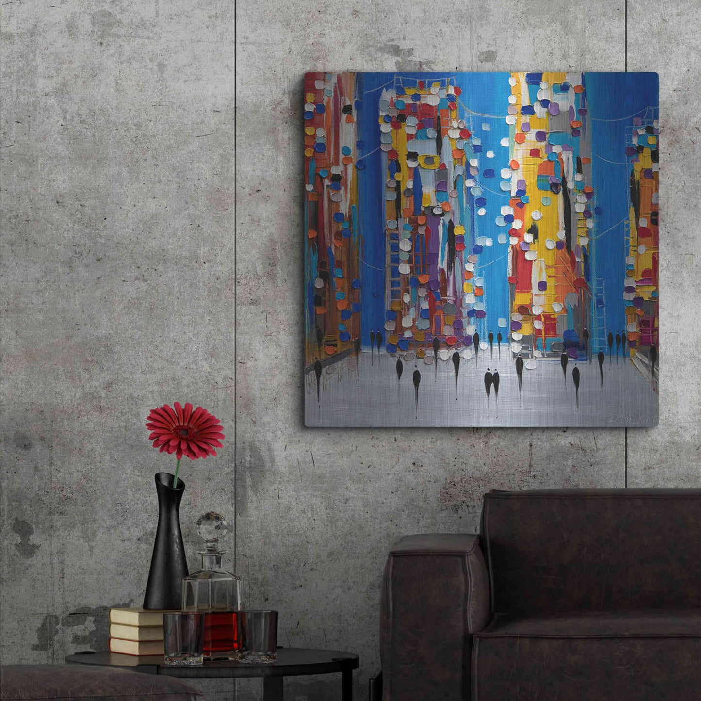 Luxe Metal Art 'City Sunrise' by Ekaterina Ermilkina Metal Wall Art,36x36