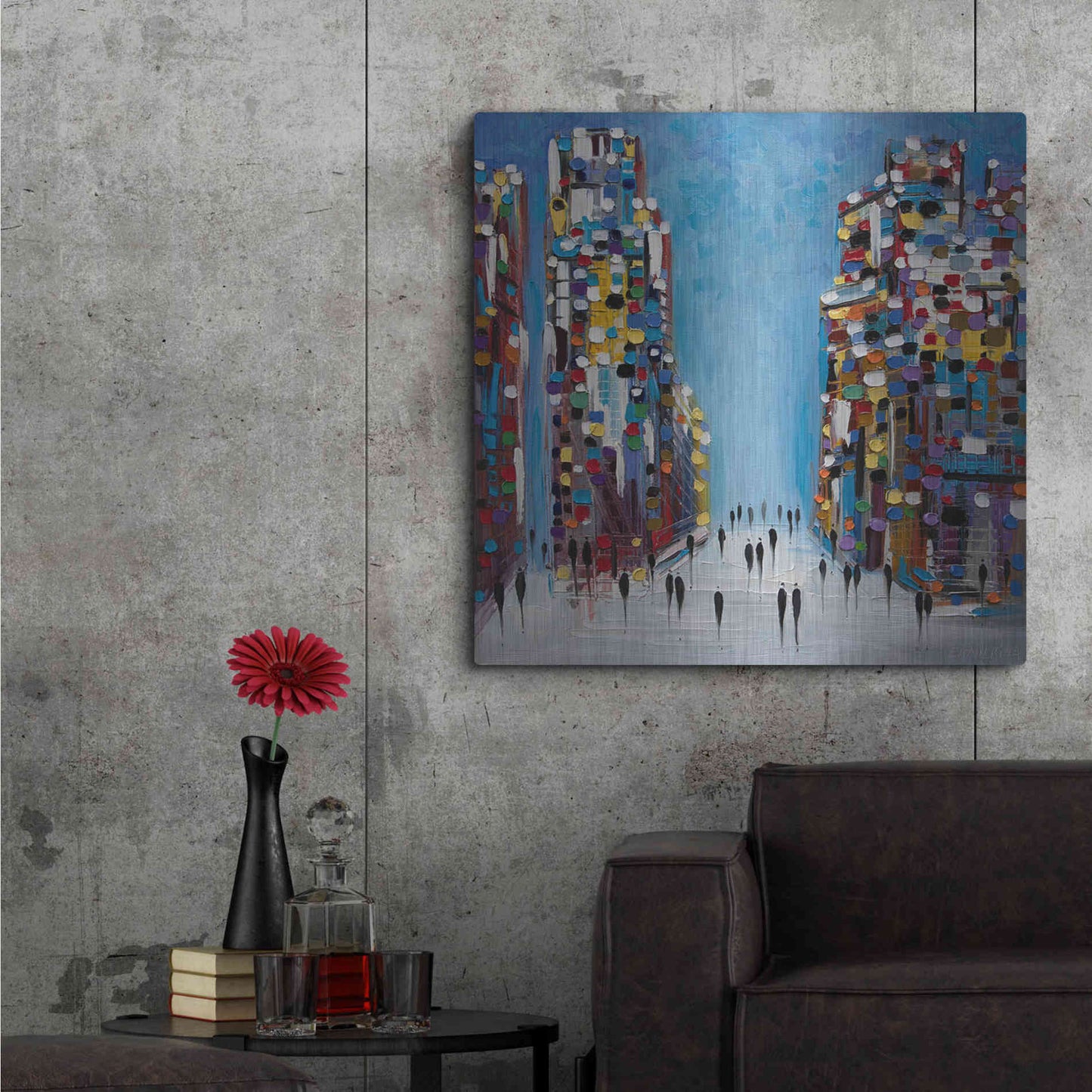 Luxe Metal Art 'Cityscape' by Ekaterina Ermilkina Metal Wall Art,36x36