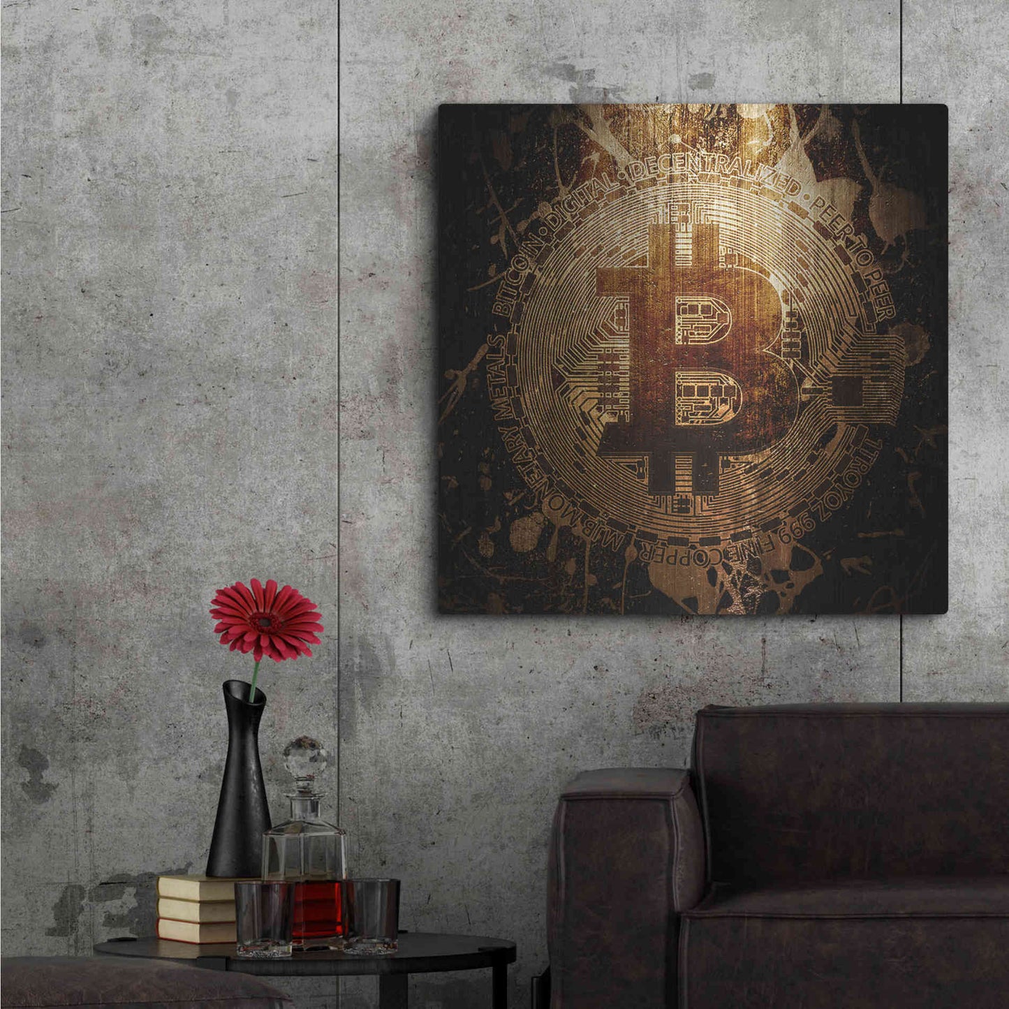 Luxe Metal Art 'Bitcoin Zinc' by Cameron Gray Metal Wall Art,36x36