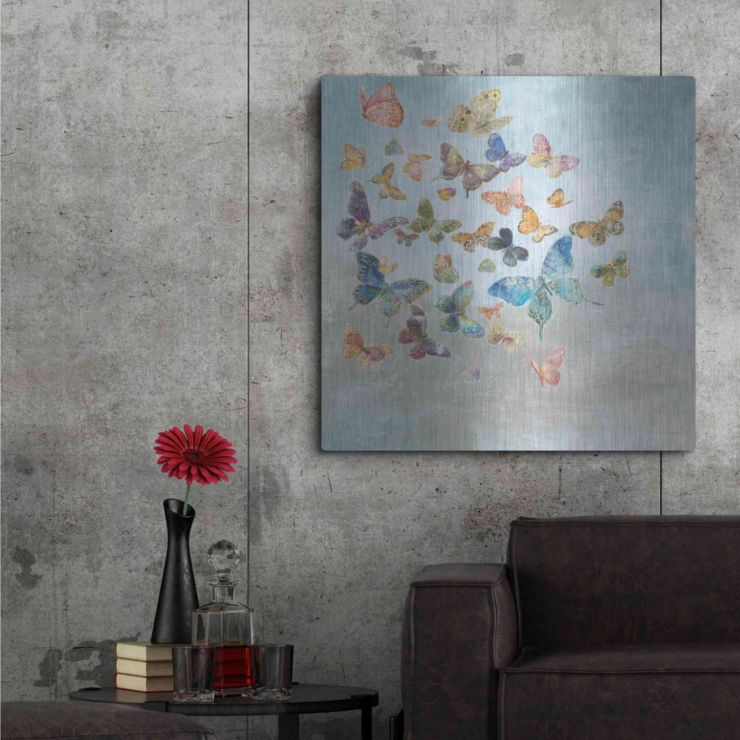 Luxe Metal Art 'Beautiful Butterflies v3 Square' by Danhui Nai, Metal Wall Art,36x36
