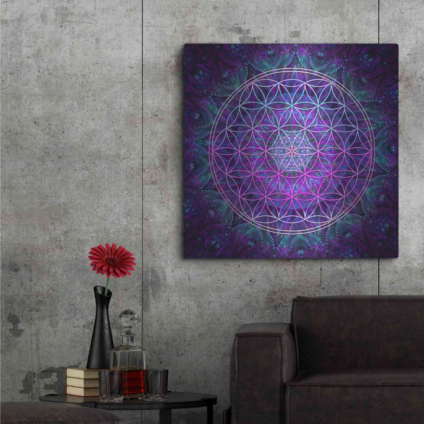 Luxe Metal Art 'Flower Of Life' by Cameron Gray Metal Wall Art,36x36