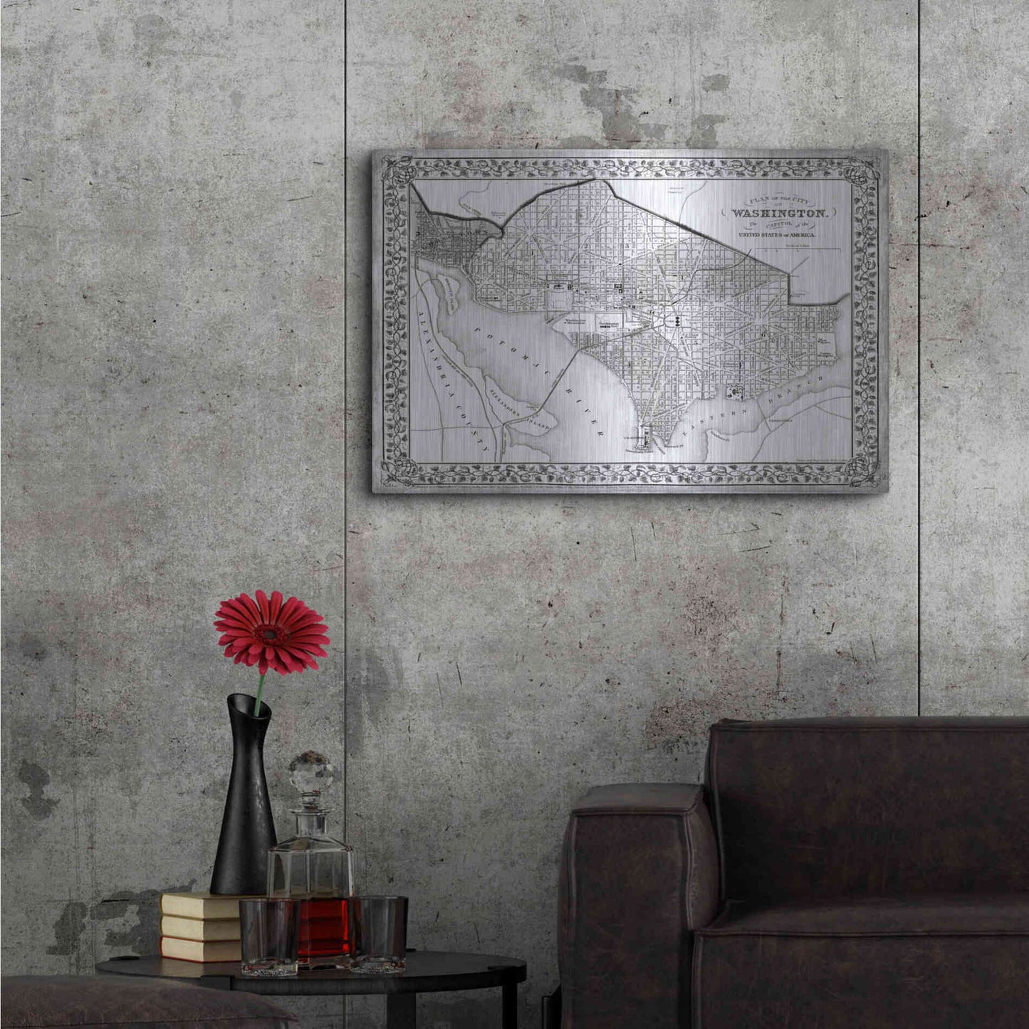 Luxe Metal Art 'Plan of Washington DC' by Mitchell, Metal Wall Art,36x24