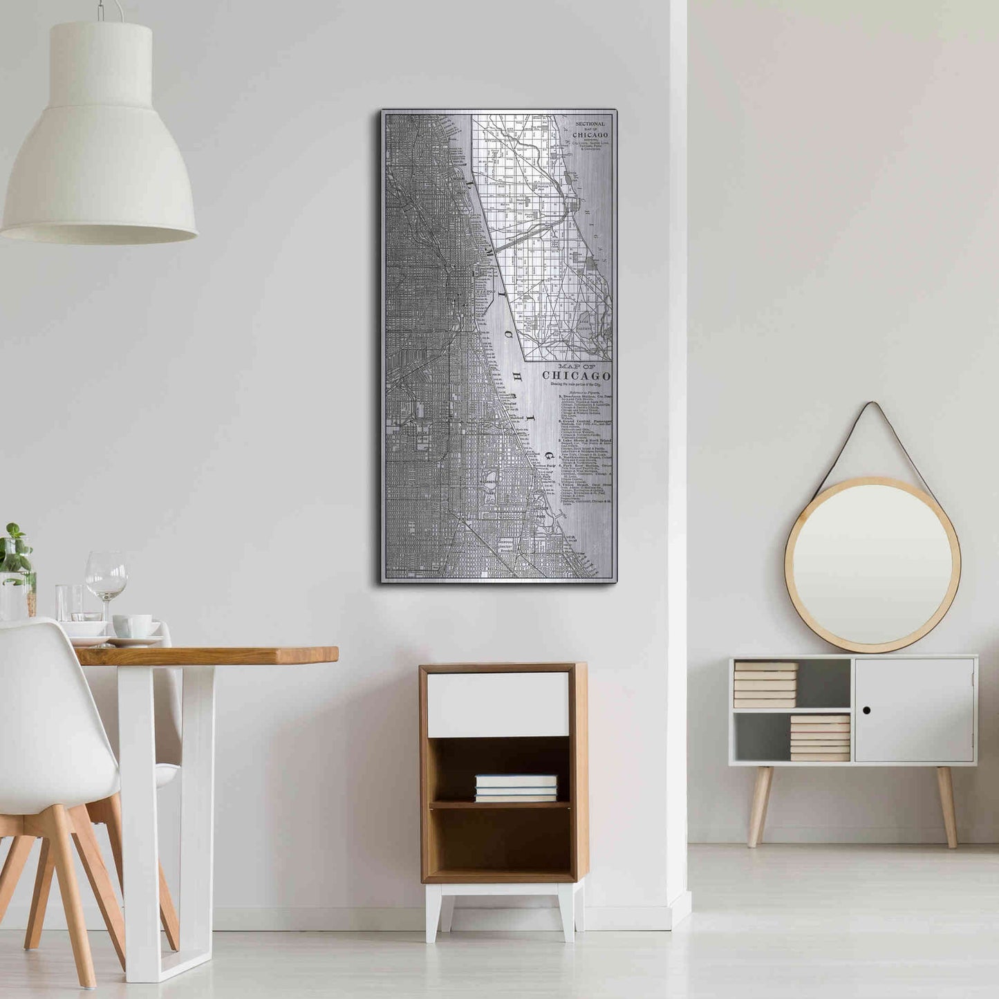 Luxe Metal Art 'Tinted Map of Chicago' by Vision Studio, Metal Wall Art,24x48