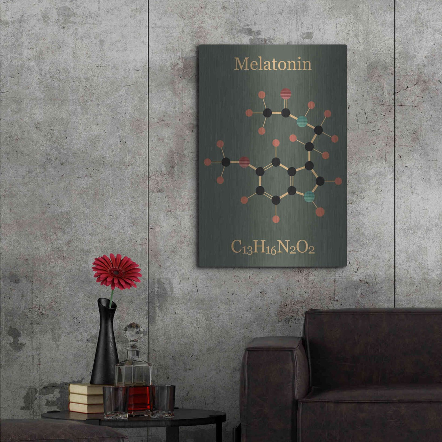 Luxe Metal Art 'Melatonin Molecule III' by Epic Portfolio, Metal Wall Art,24x36