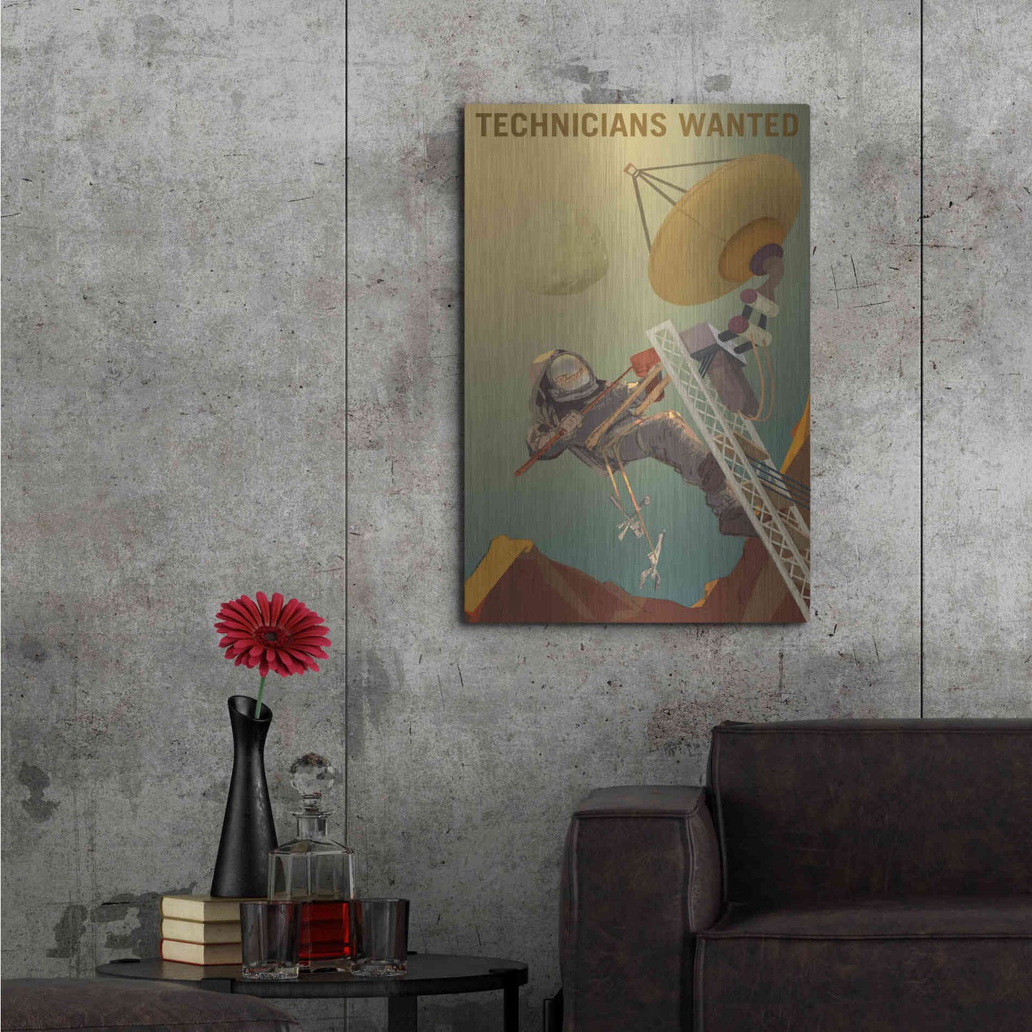 Luxe Metal Art 'Mars Explorer Series: Technicians Wanted' Metal Wall Art,24x36