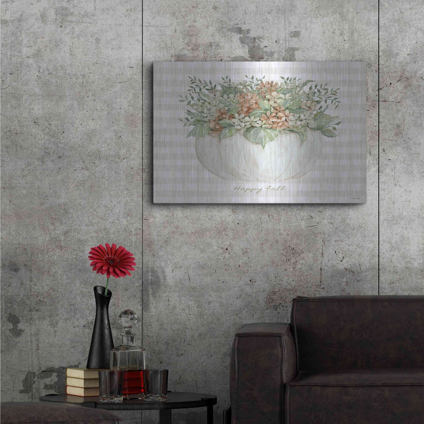 Luxe Metal Art 'Happy Fall Pumpkin Floral' by Cindy Jacobs, Metal Wall Art,36x24