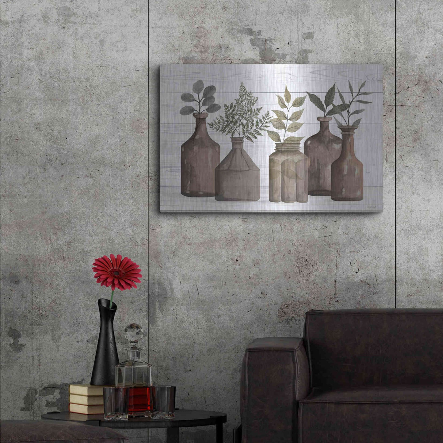 Luxe Metal Art 'Cappuccino Bottles II' by Cindy Jacobs, Metal Wall Art,36x24