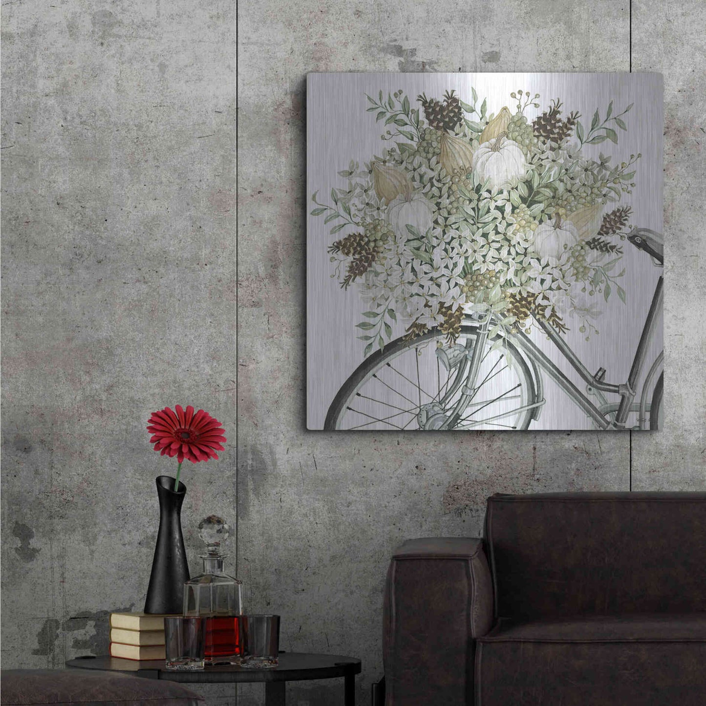 Luxe Metal Art 'Bountiful Basket On A Bike I' by Cindy Jacobs, Metal Wall Art,36x36