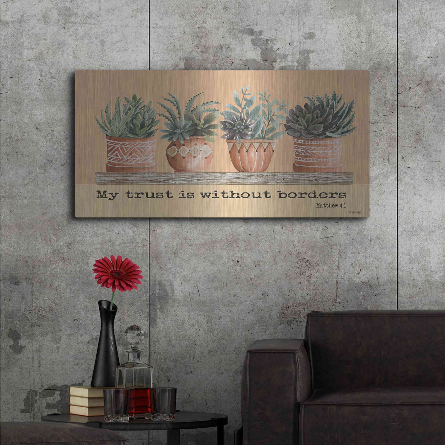 Luxe Metal Art 'My Trust Is Without Borders' by Cindy Jacobs, Metal Wall Art,48x24
