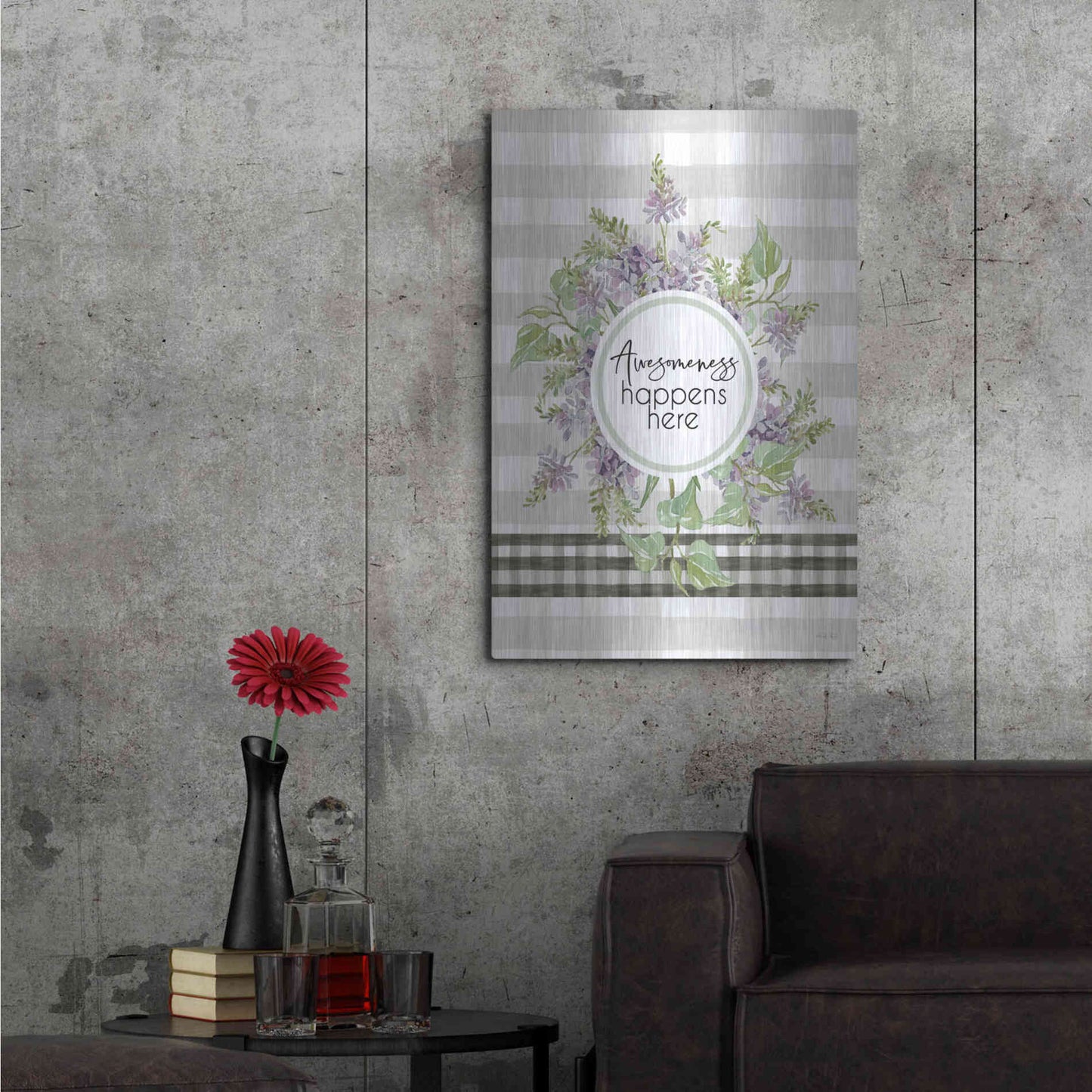 Luxe Metal Art 'Awesomeness Happens Here' by Cindy Jacobs, Metal Wall Art,24x36