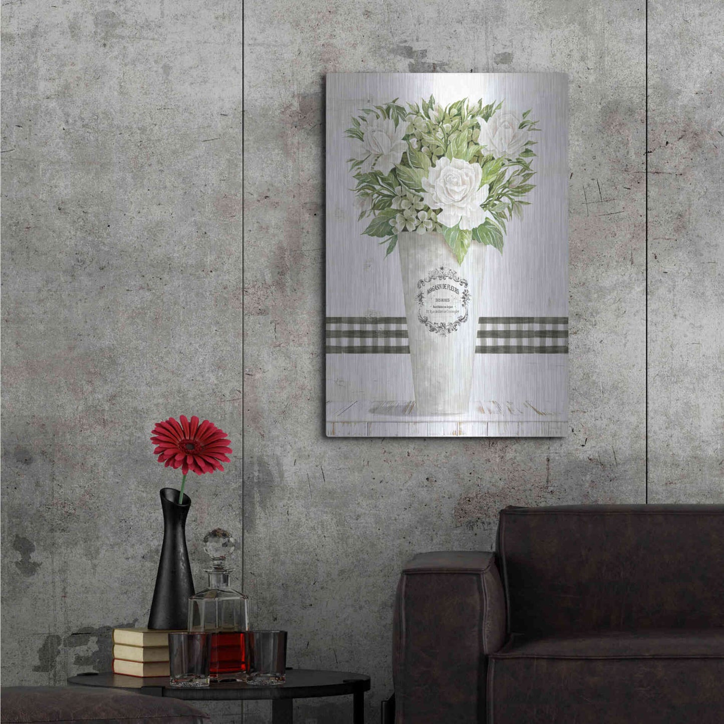 Luxe Metal Art 'White Roses' by Cindy Jacobs, Metal Wall Art,24x36