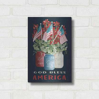 Luxe Metal Art 'God Bless America Floral' by Cindy Jacobs, Metal Wall Art,12x16