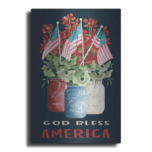Luxe Metal Art 'God Bless America Floral' by Cindy Jacobs, Metal Wall Art