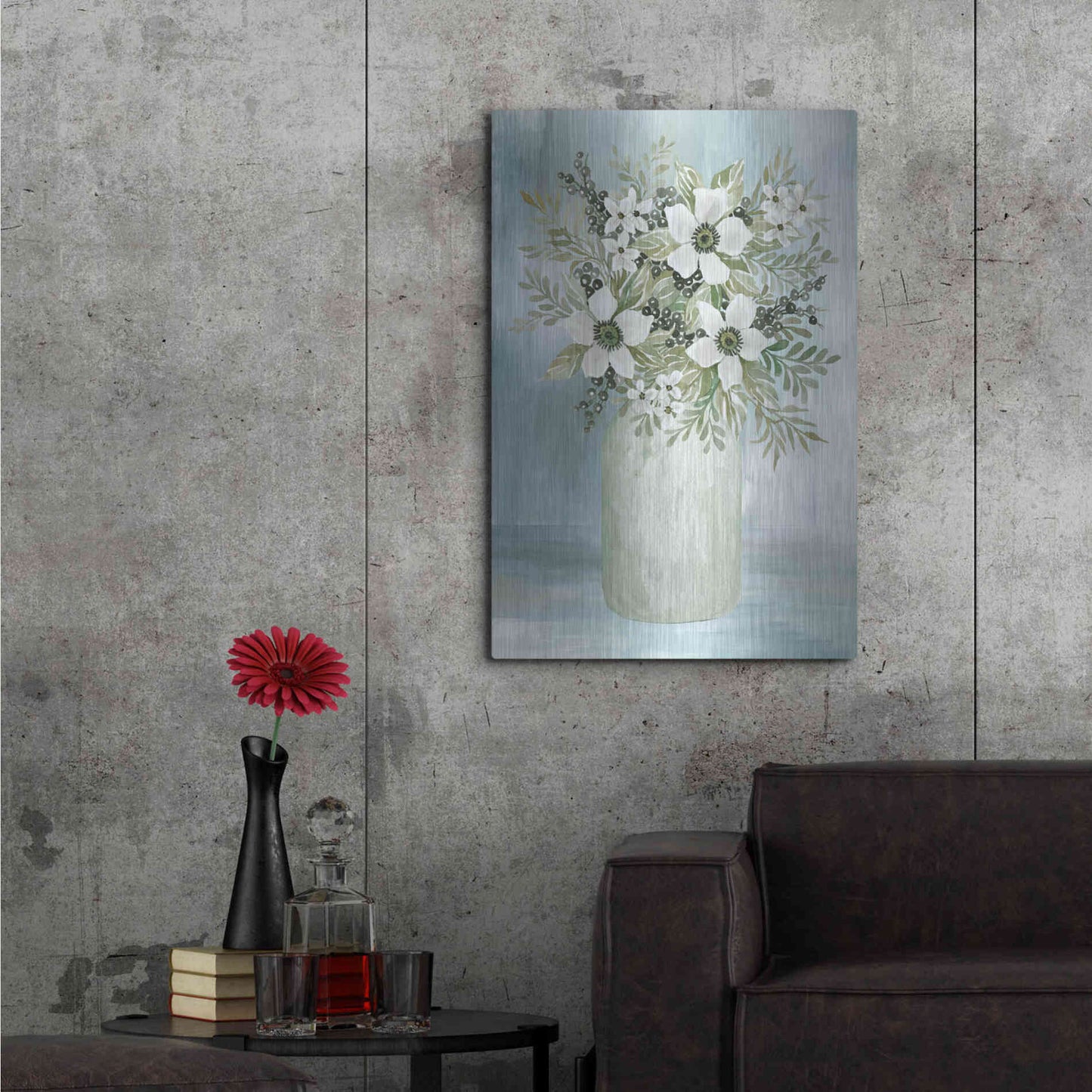Luxe Metal Art 'White Blooms I' by Cindy Jacobs, Metal Wall Art,24x36