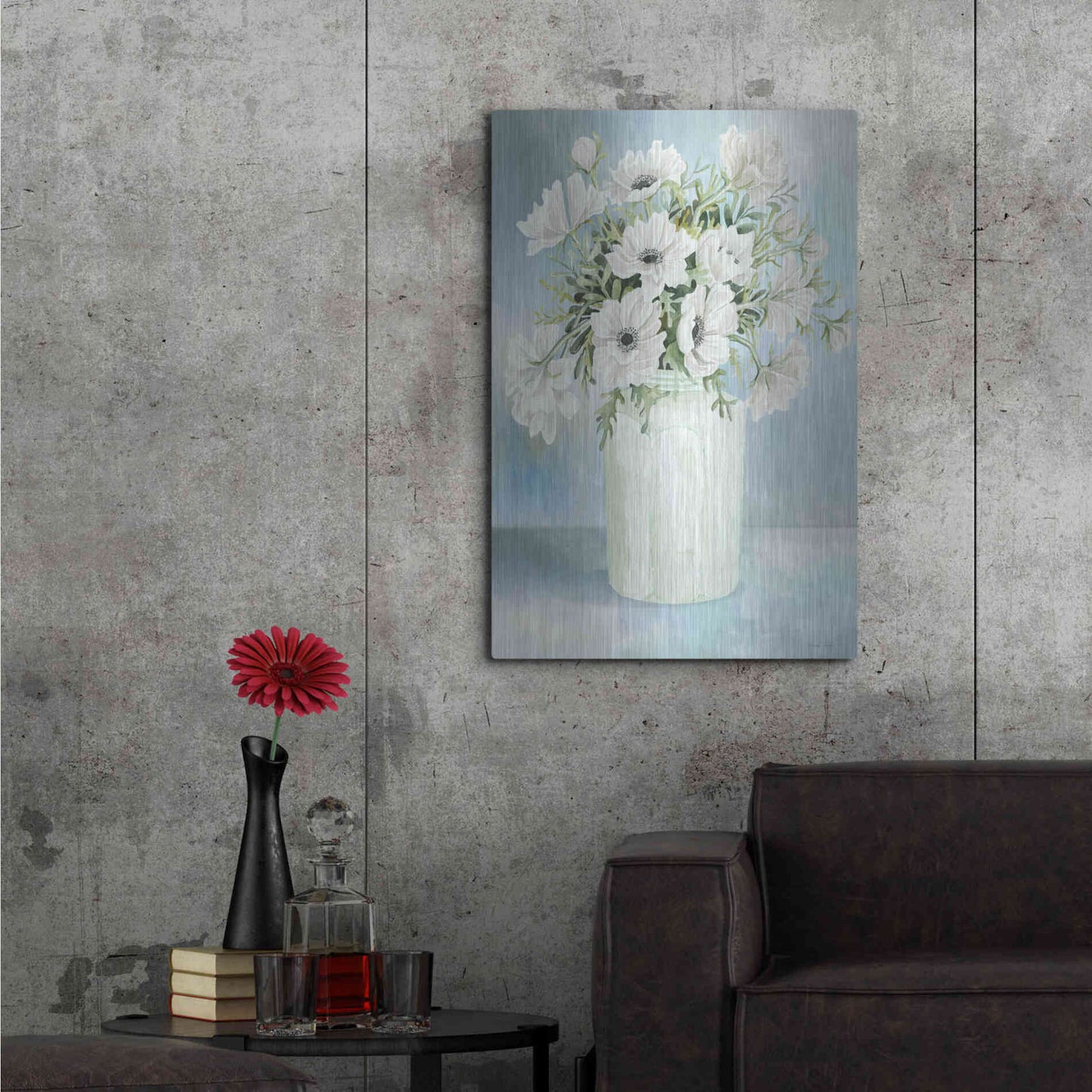 Luxe Metal Art 'White Blooms II' by Cindy Jacobs, Metal Wall Art,24x36