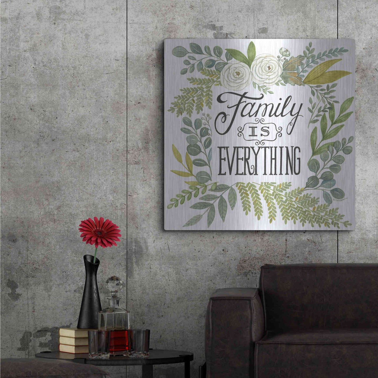 Luxe Metal Art 'Family Is Everything' by Deb Strain, Metal Wall Art,36x36