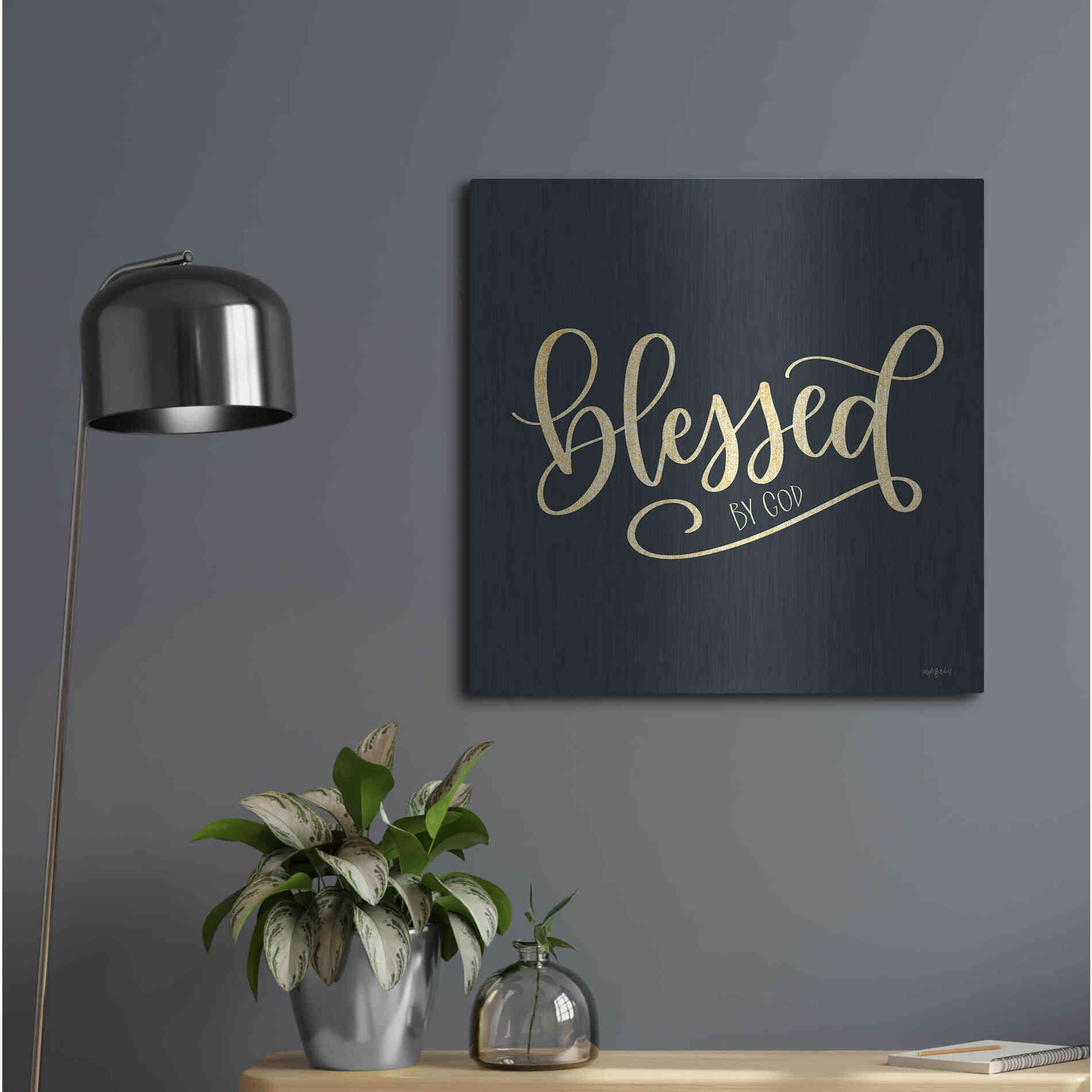 Luxe Metal Art 'Blessed By God' by Imperfect Dust, Metal Wall Art,24x24