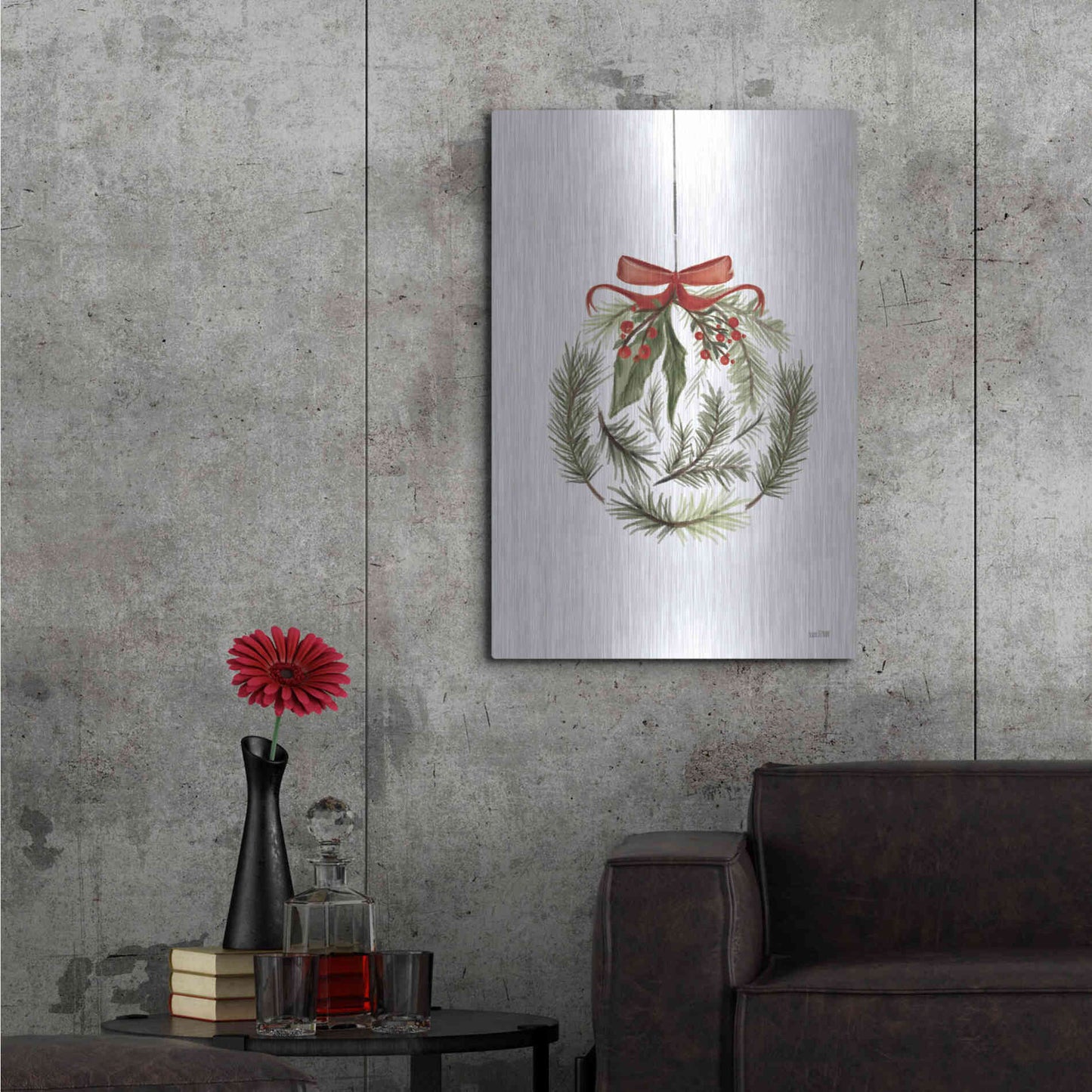 Luxe Metal Art 'Evergreen Ornament I' by House Fenway, Metal Wall Art,24x36