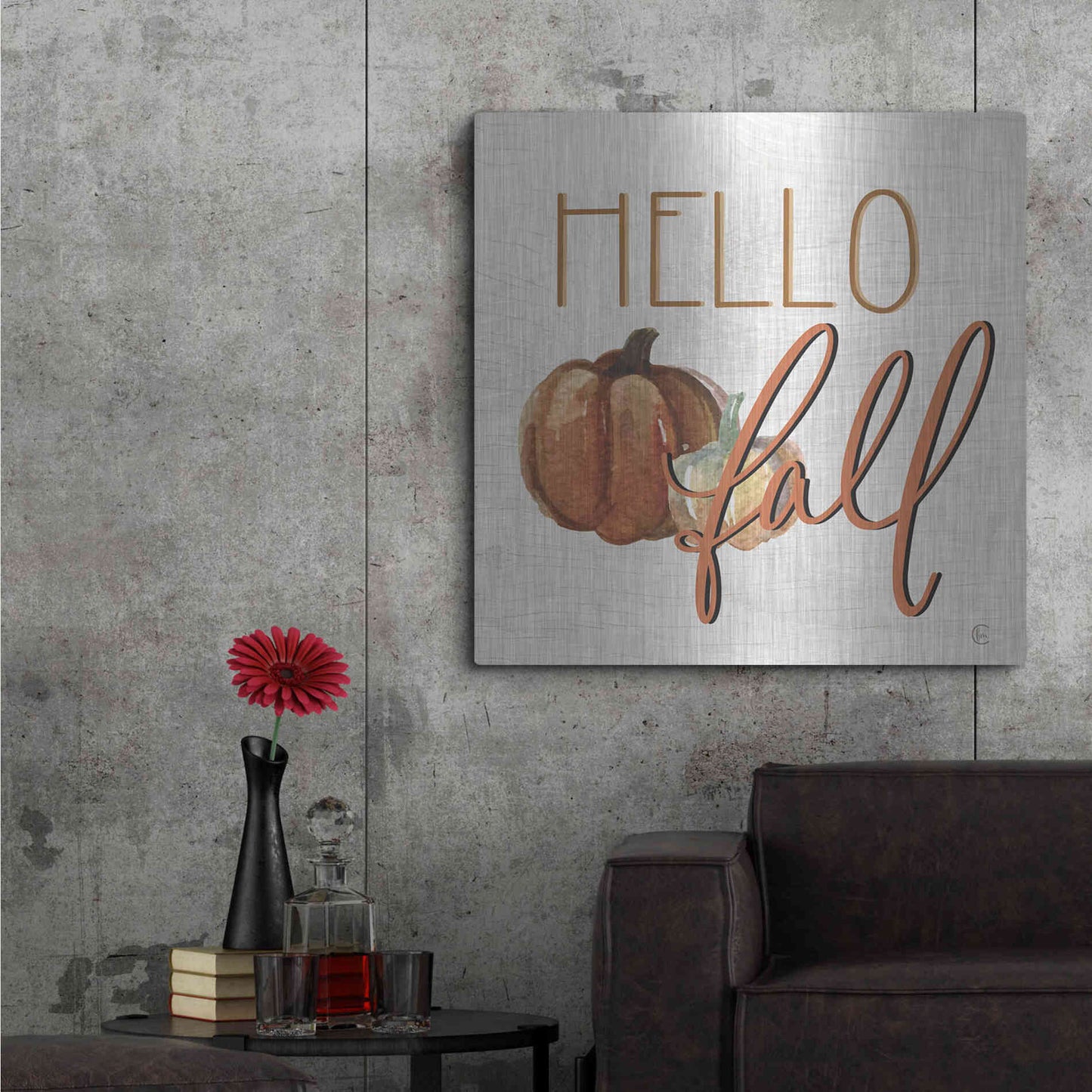Luxe Metal Art 'Hello Fall' by Fearfully Made Creations, Metal Wall Art,36x36