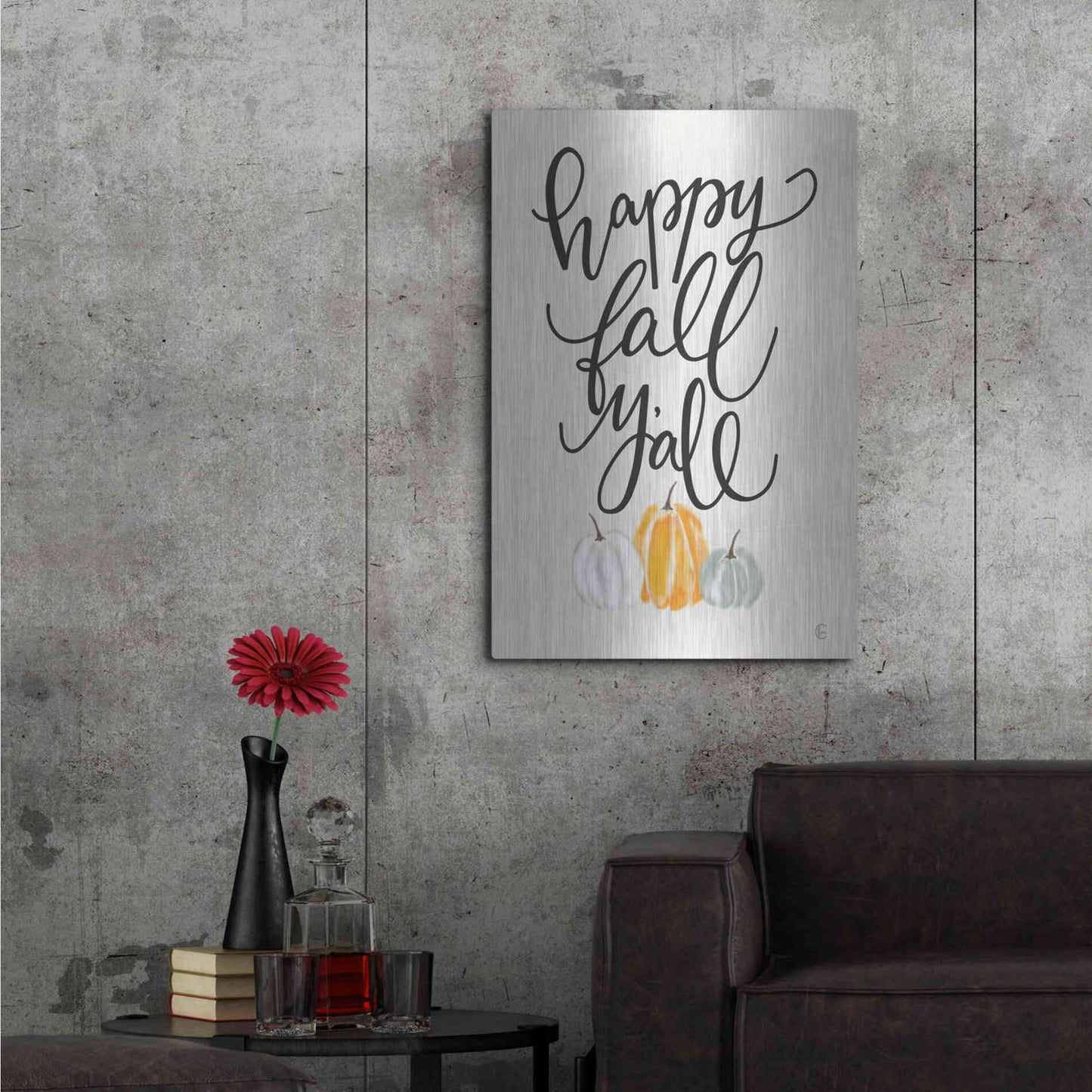 Luxe Metal Art 'Happy Fall Y'All' by Fearfully Made Creations, Metal Wall Art,24x36