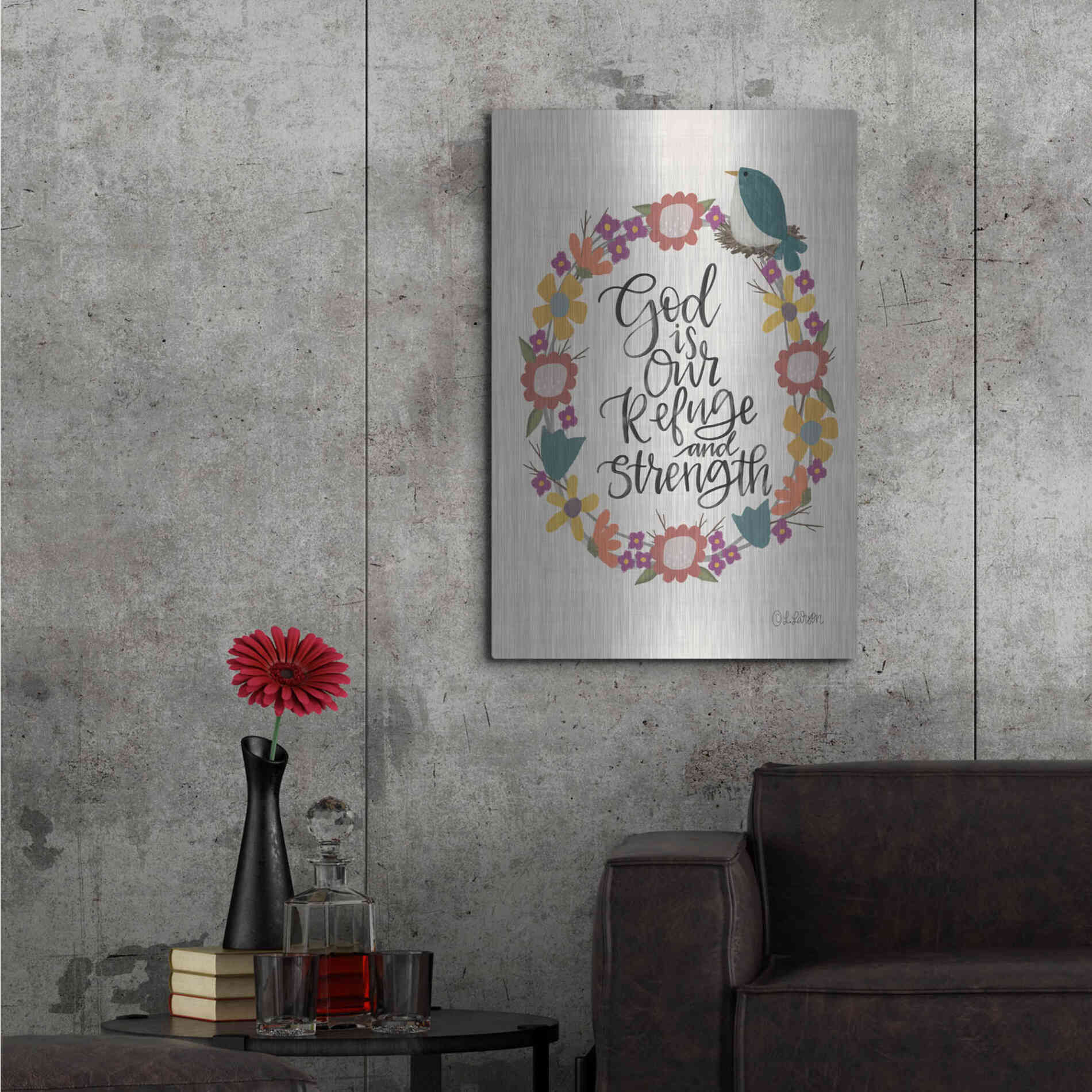 Luxe Metal Art 'God Is Our Refuge' by Lisa Larson, Metal Wall Art,24x36