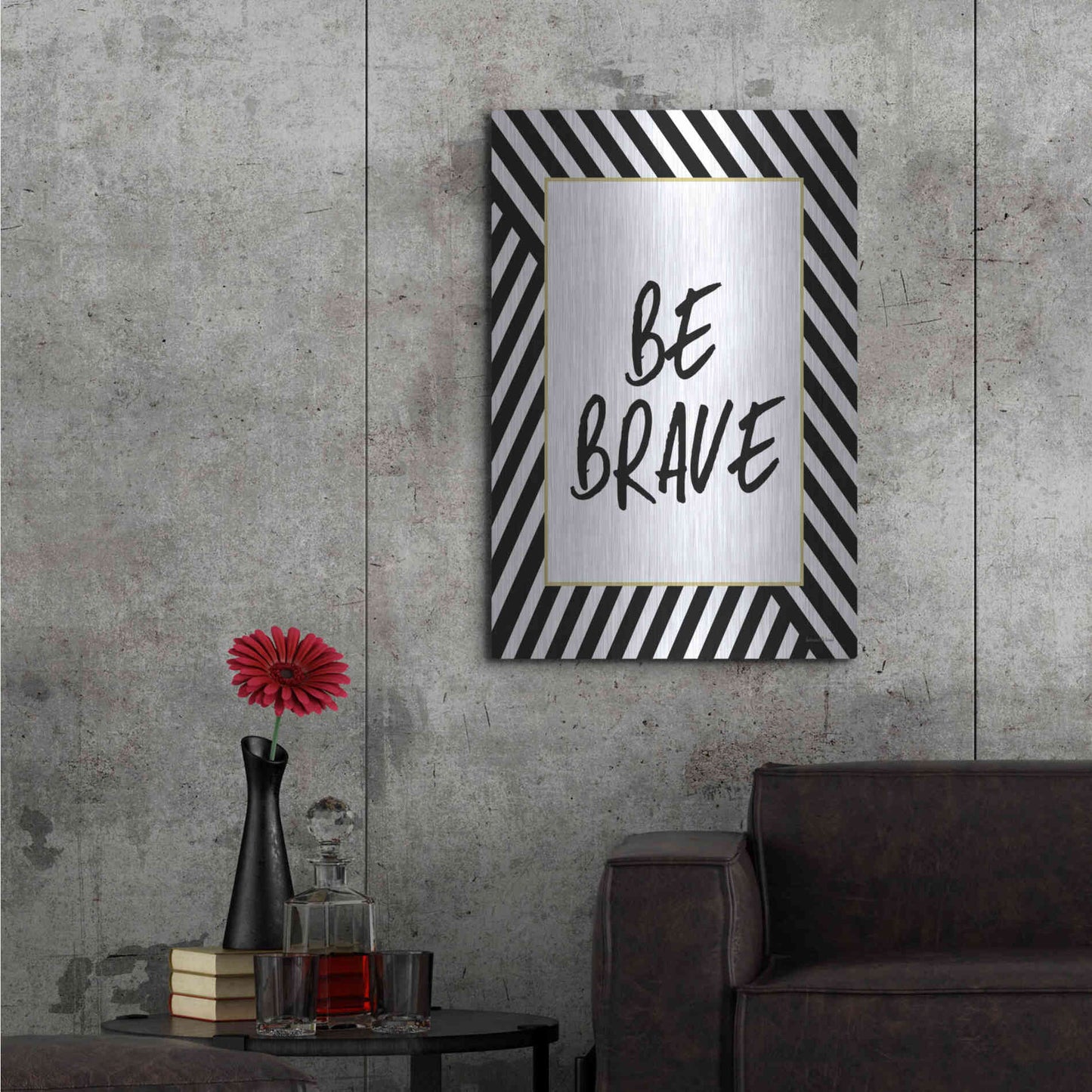 Luxe Metal Art 'Be Brave' by Lettered & Lined, Metal Wall Art,24x36