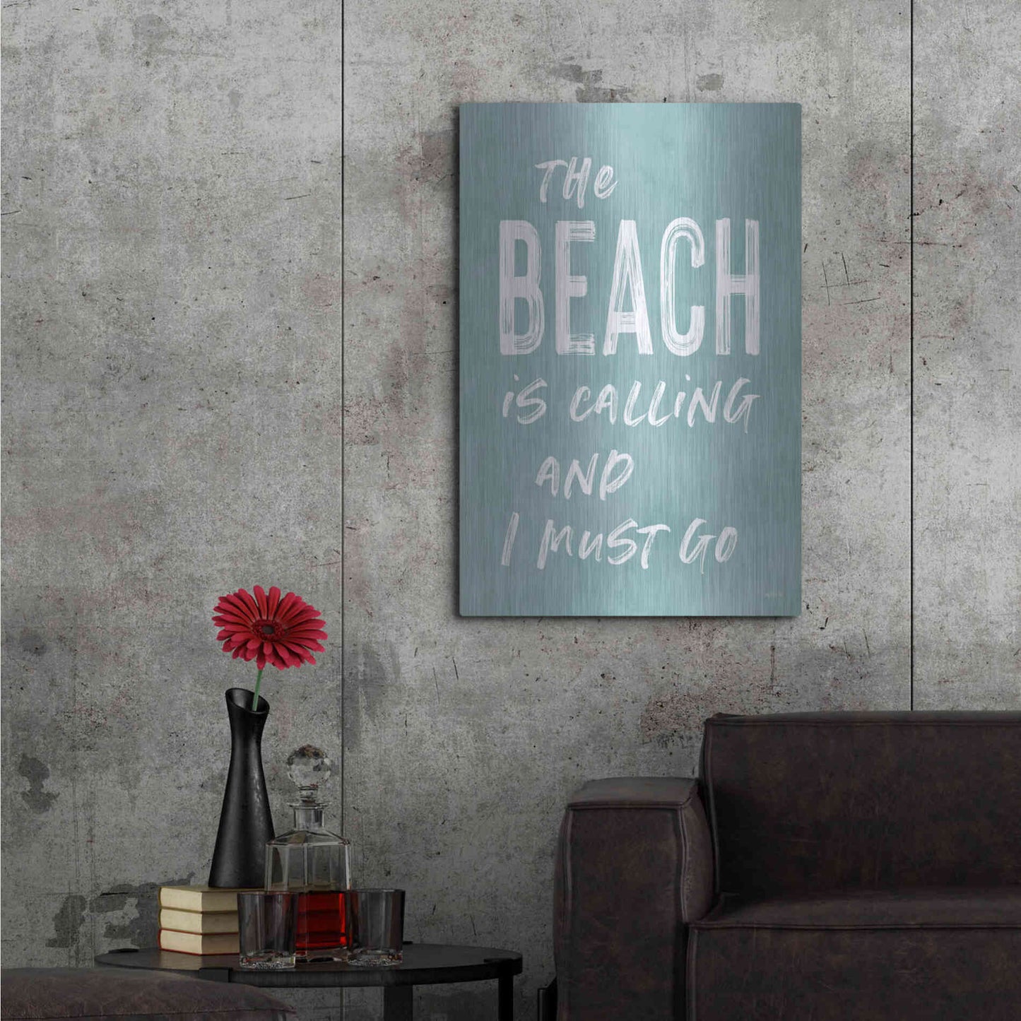 Luxe Metal Art 'The Beach Is Calling' by Lettered & Lined, Metal Wall Art,24x36