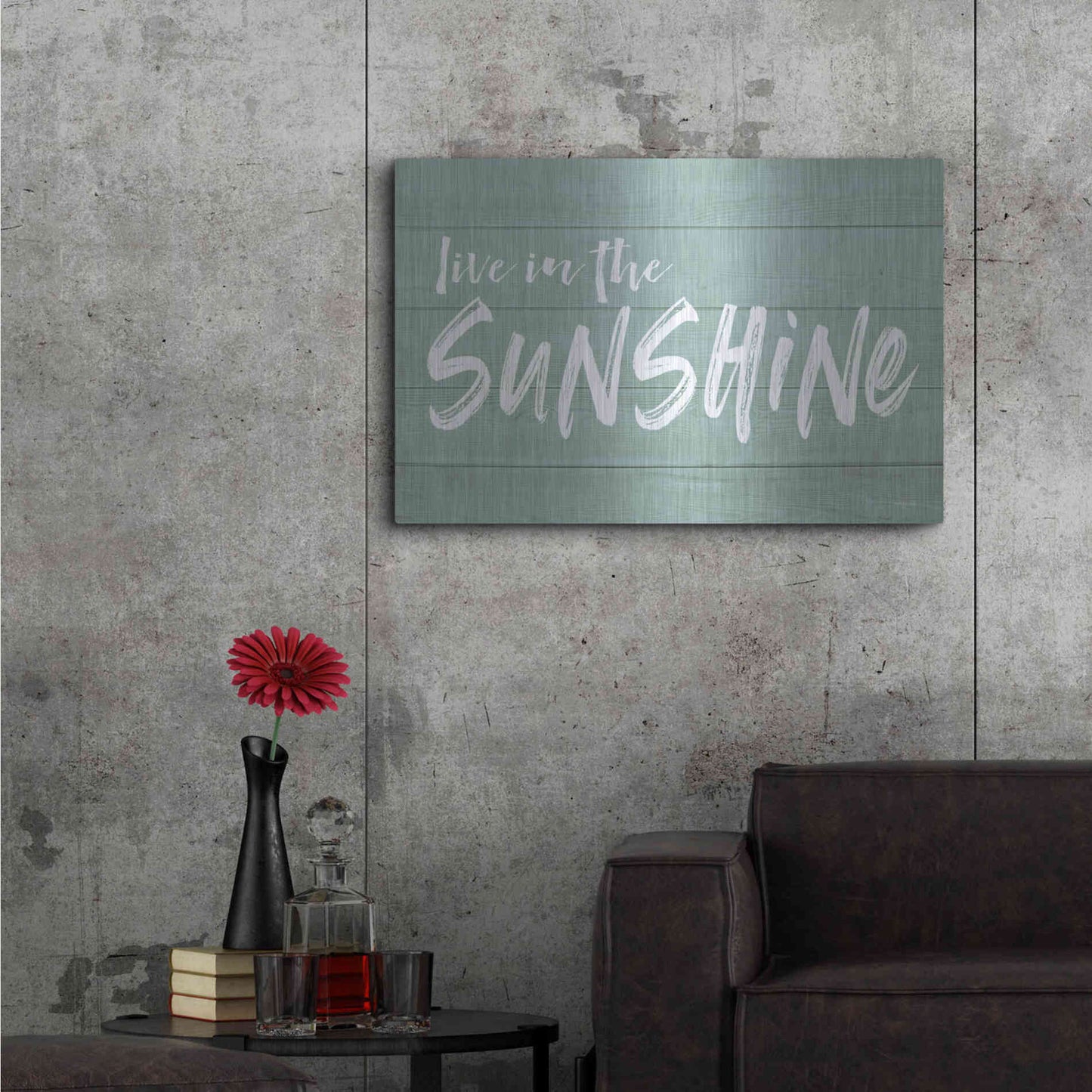 Luxe Metal Art 'Live In The Sunshine' by Lettered & Lined, Metal Wall Art,36x24