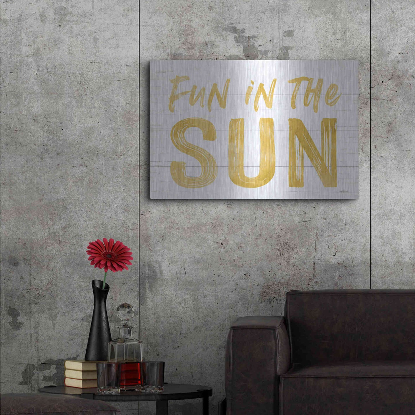 Luxe Metal Art 'Fun In The Sun' by Lettered & Lined, Metal Wall Art,36x24