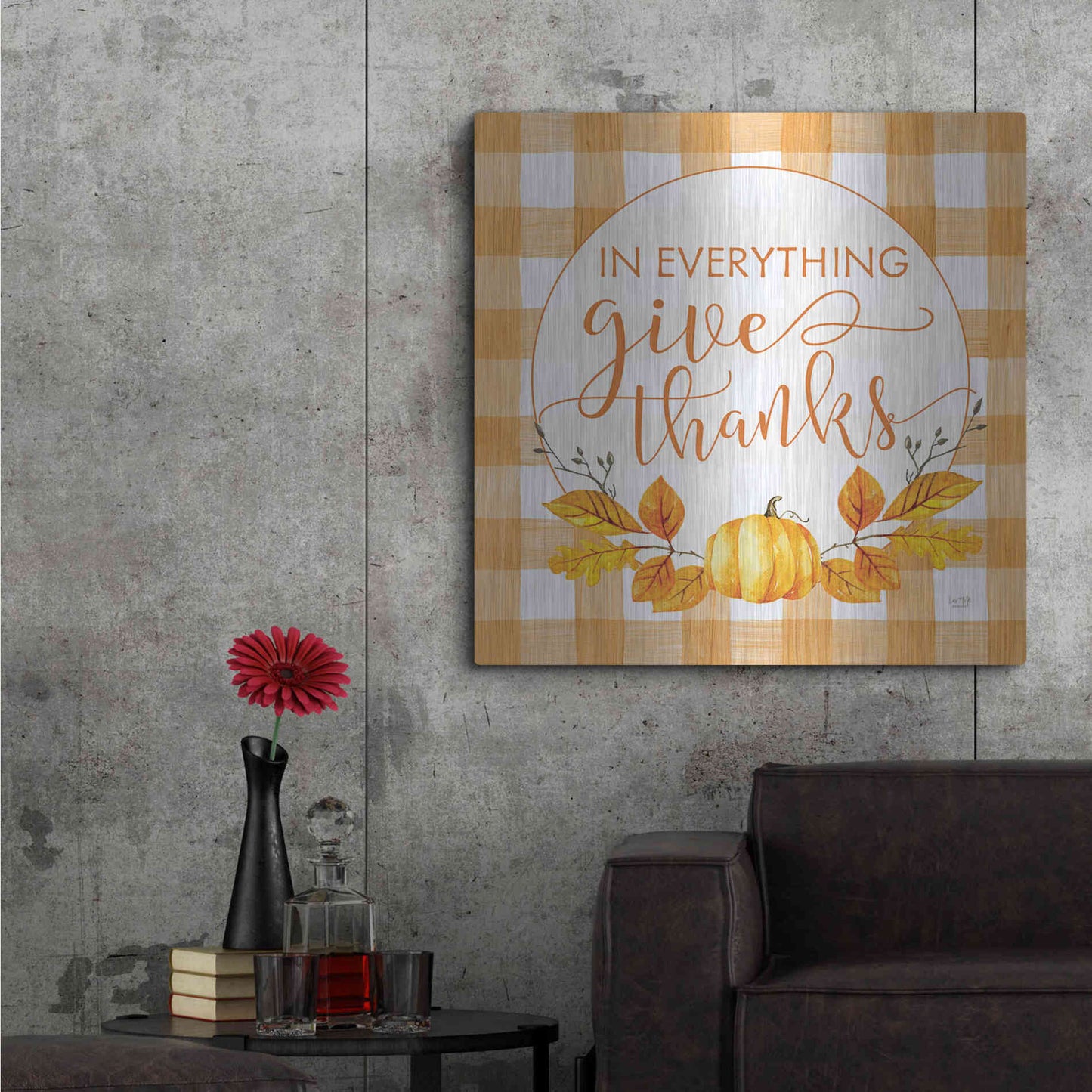 Luxe Metal Art 'Give Thanks' by Lux + Me Designs, Metal Wall Art,36x36