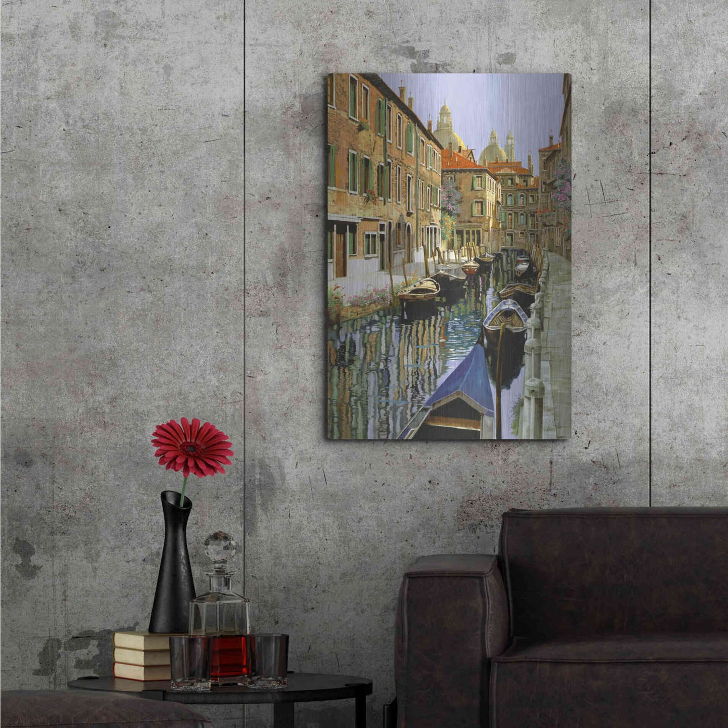 Luxe Metal Art 'La Barche Sul Canale' by Guido Borelli, Metal Wall Art,24x36
