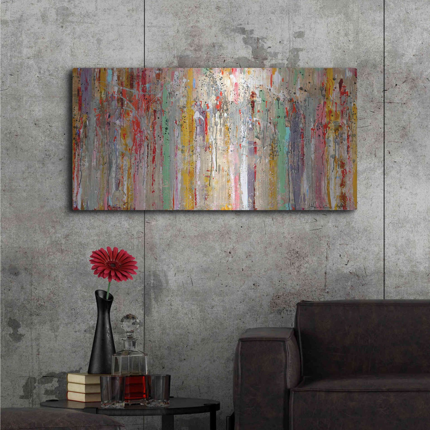 Luxe Metal Art 'Vertical Reflections' by Ingeborg Herckenrath, Metal Wall Art,48x24