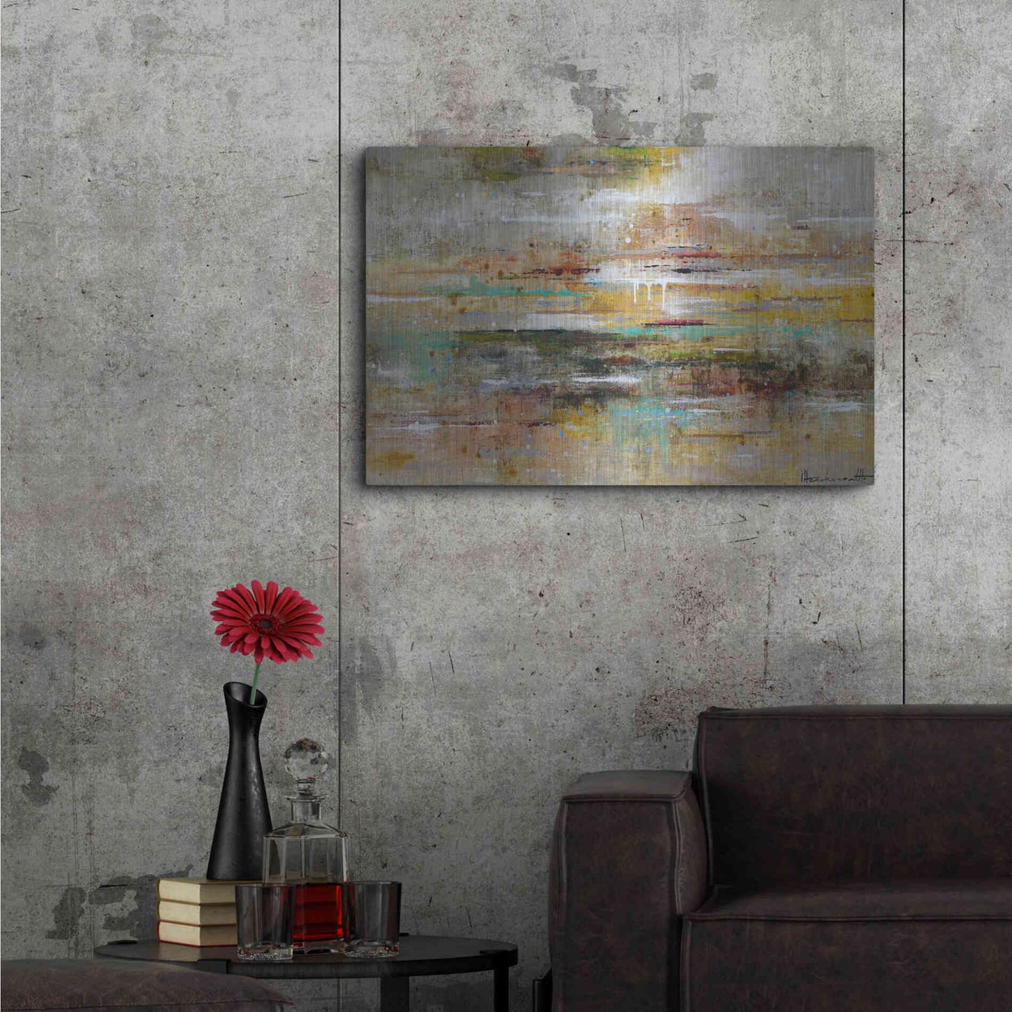 Luxe Metal Art 'Oasis Reflection' by Ingeborg Herckenrath, Metal Wall Art,36x24