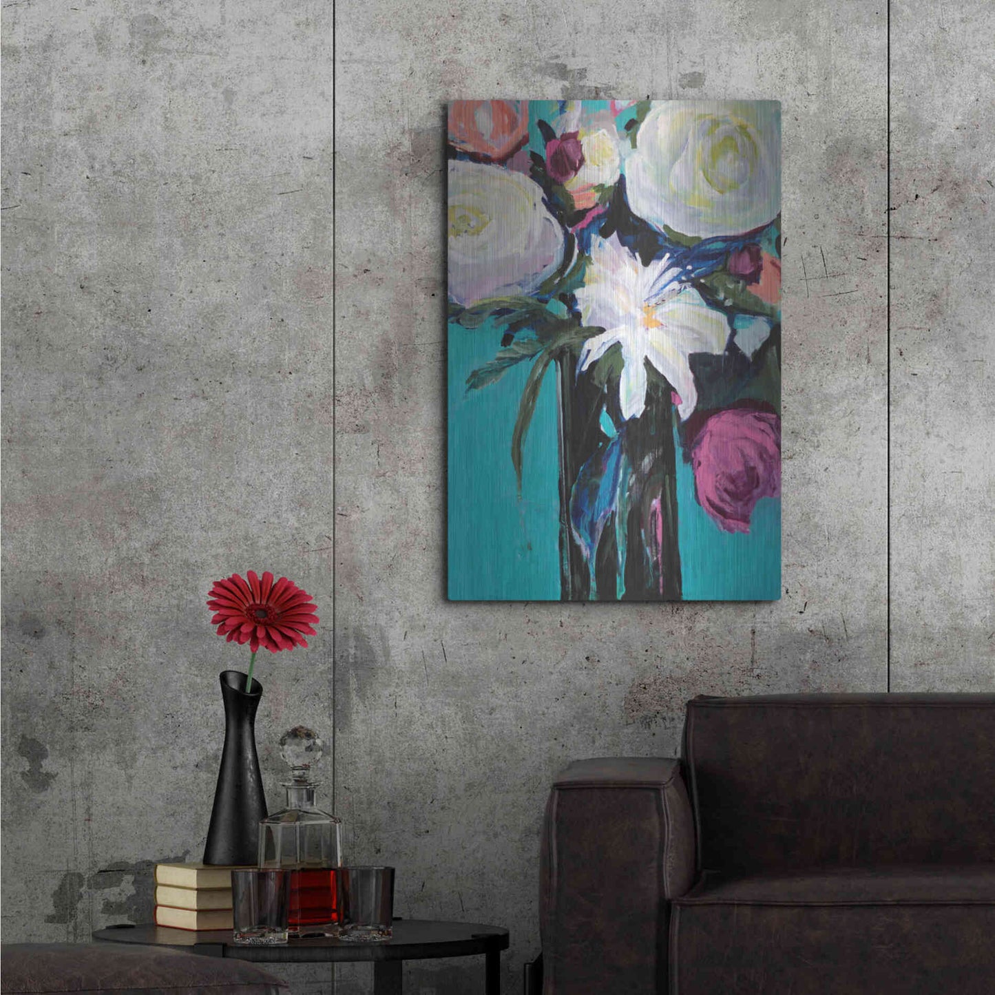 Luxe Metal Art 'White Lily' by Jacqueline Brewer, Metal Wall Art,24x36