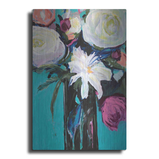 Luxe Metal Art 'White Lily' by Jacqueline Brewer, Metal Wall Art