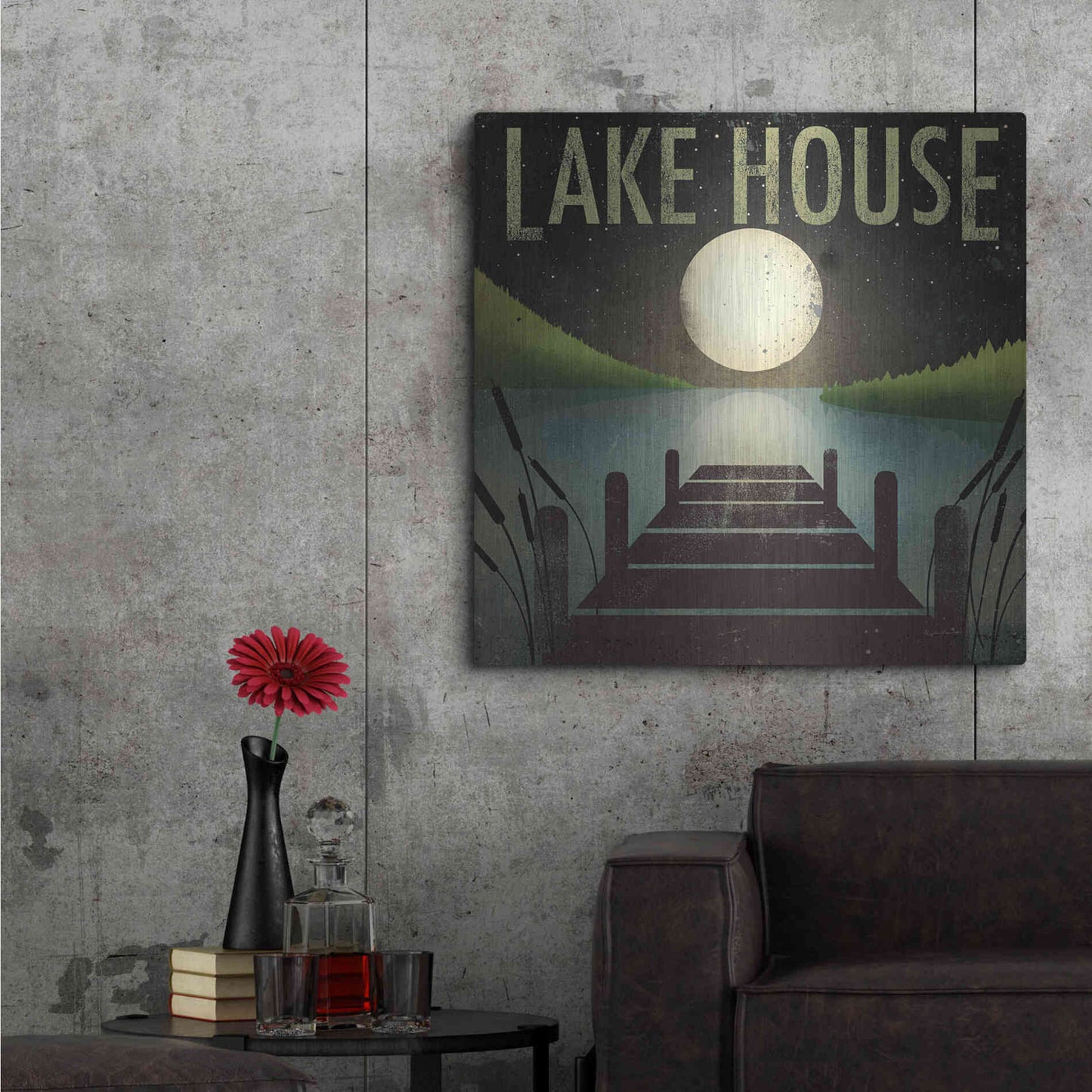 Luxe Metal Art 'Lake House' by Ryan Fowler, Metal Wall Art,36x36