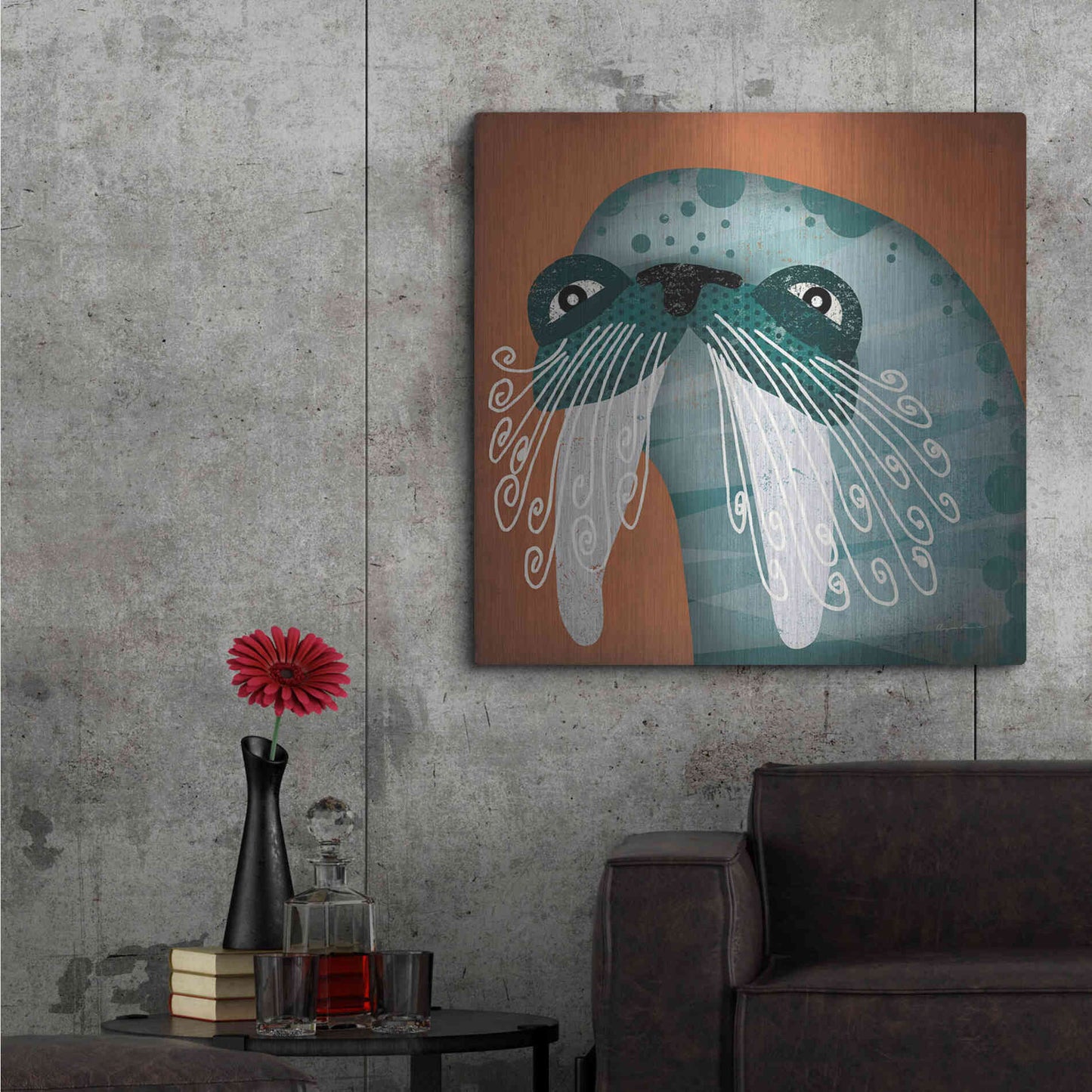 Luxe Metal Art 'Walrus Wow' by Ryan Fowler, Metal Wall Art,36x36
