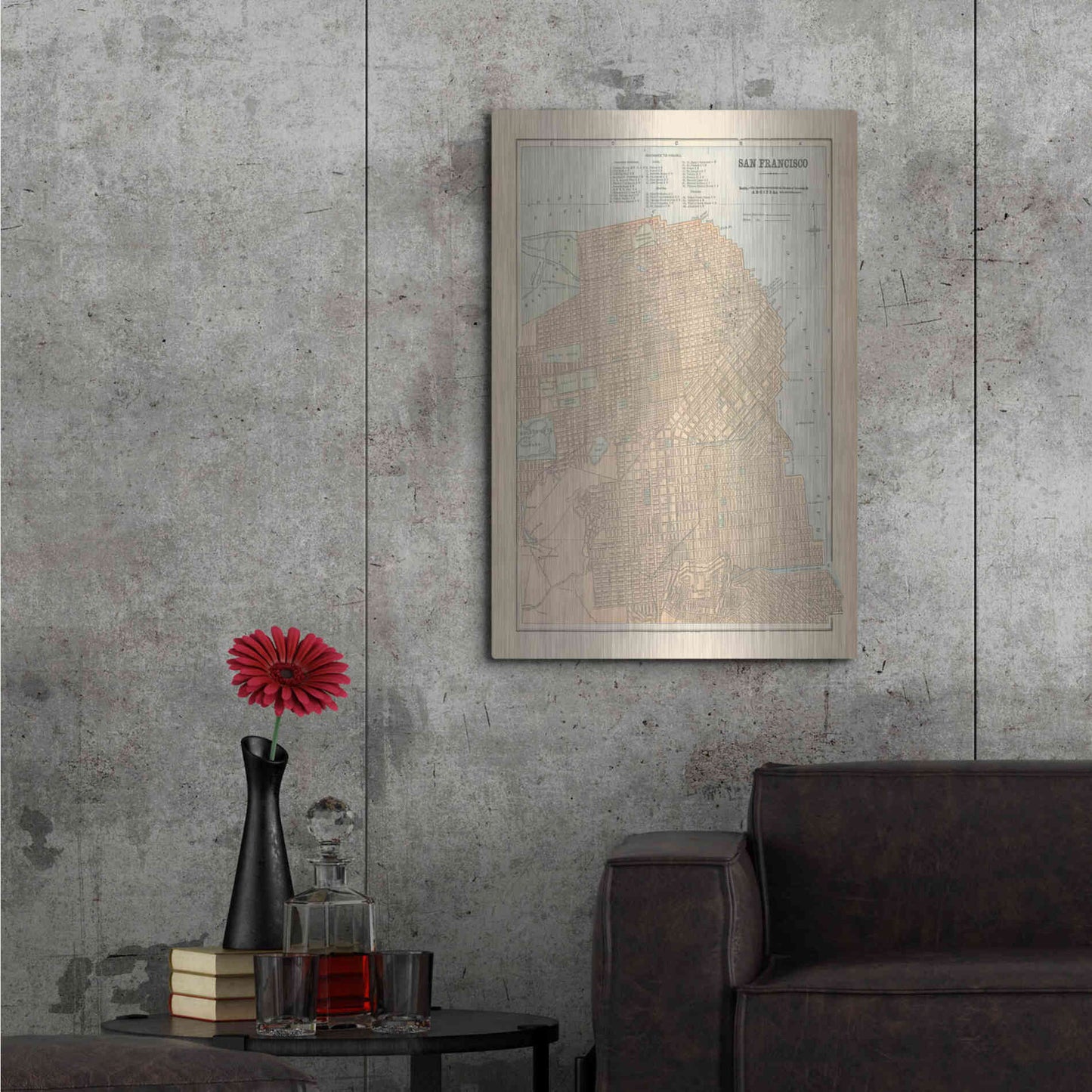 Luxe Metal Art 'San Francisco Map' by Wild Apple Portfolio, Metal Wall Art,24x36