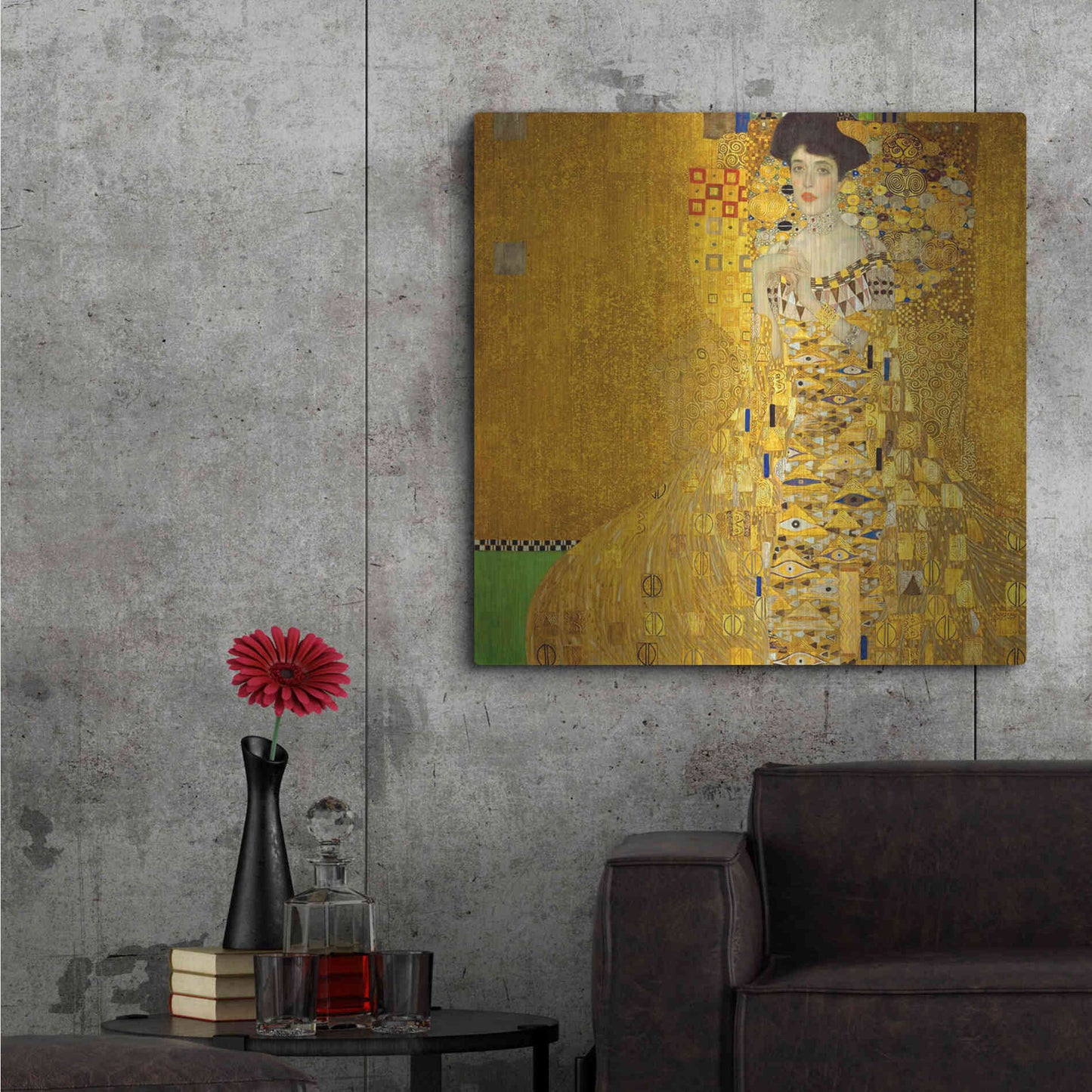 Luxe Metal Art 'Portrait der Adele Bloch-Bauer I' by Gustav Klimt, Metal Wall Art,36x36